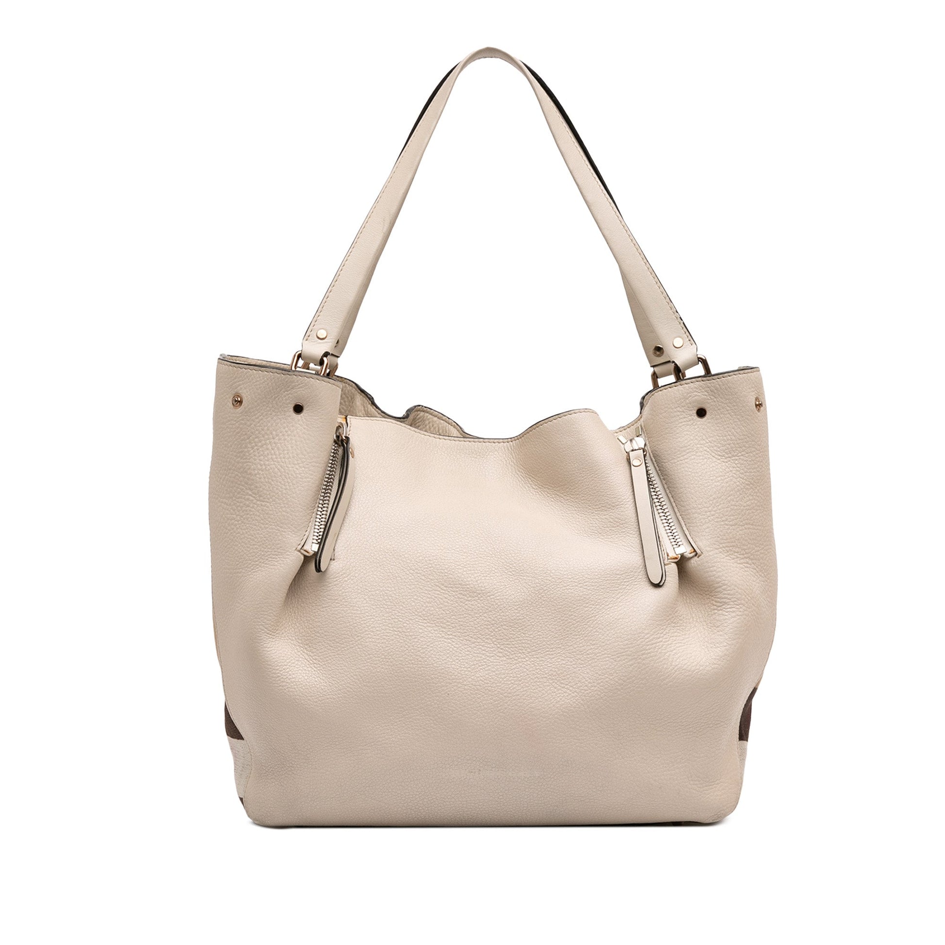 Burberry Medium Leather and House Check Canvas Maidstone Satchel
