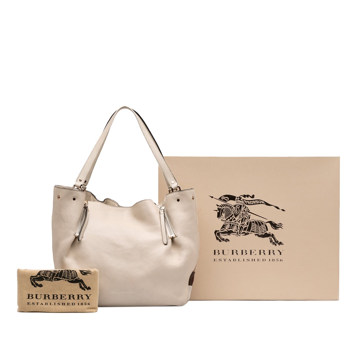 Burberry Medium Leather and House Check Canvas Maidstone Satchel
