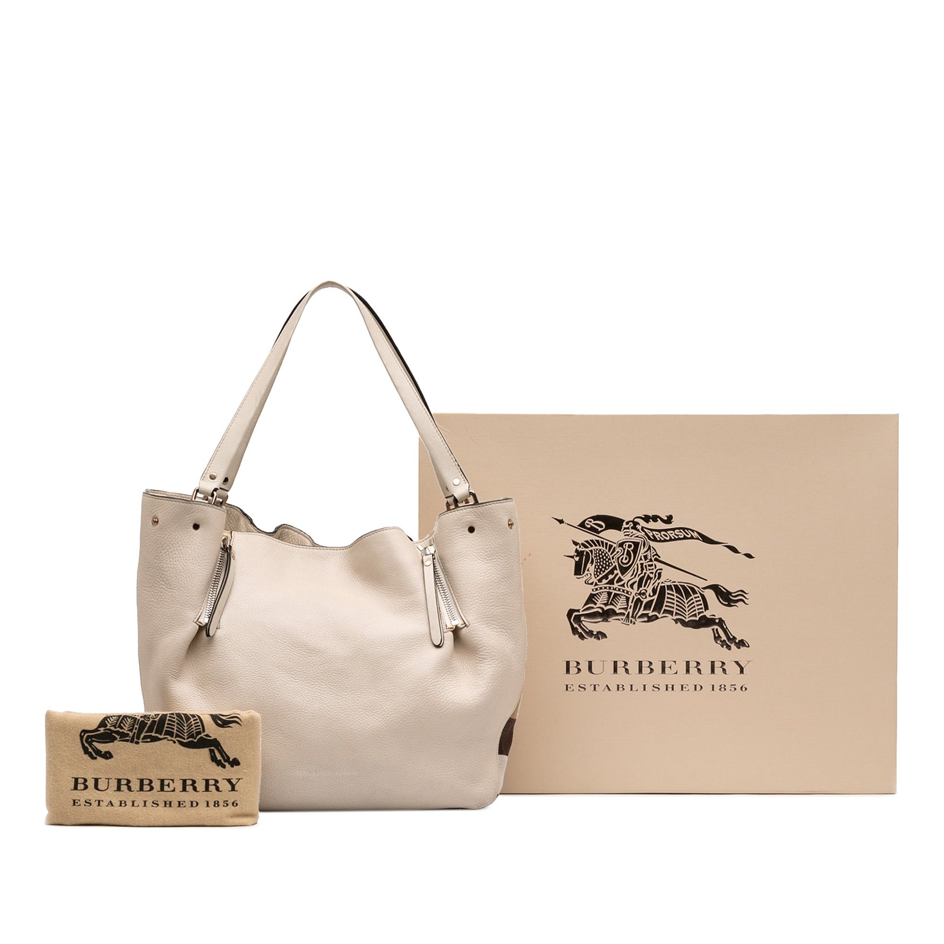 Burberry Medium Leather and House Check Canvas Maidstone Satchel