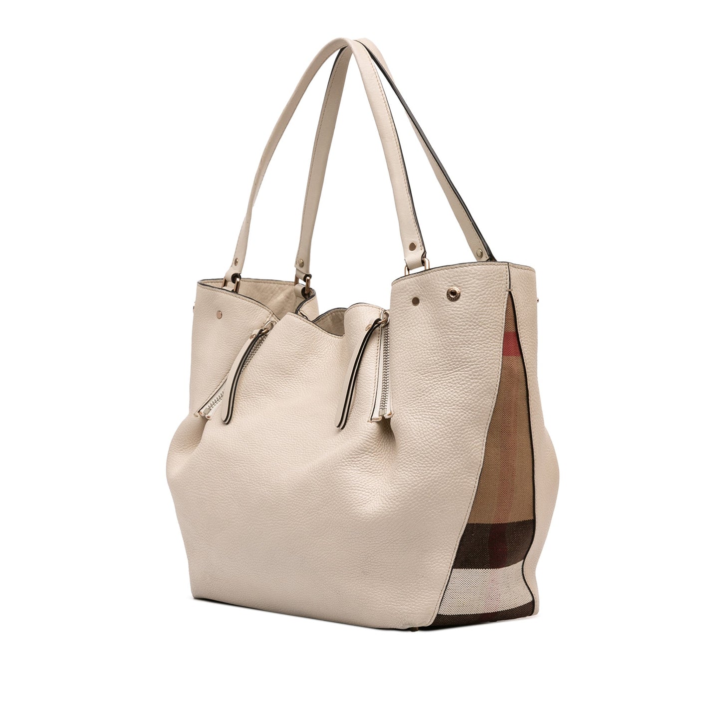 Burberry Medium Leather and House Check Canvas Maidstone Satchel
