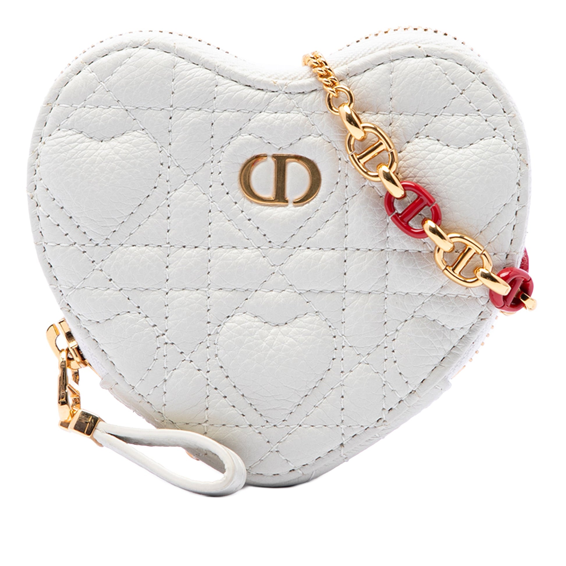 Dior DiorAmour Calfskin Cannage Caro Heart Pouch With Chain