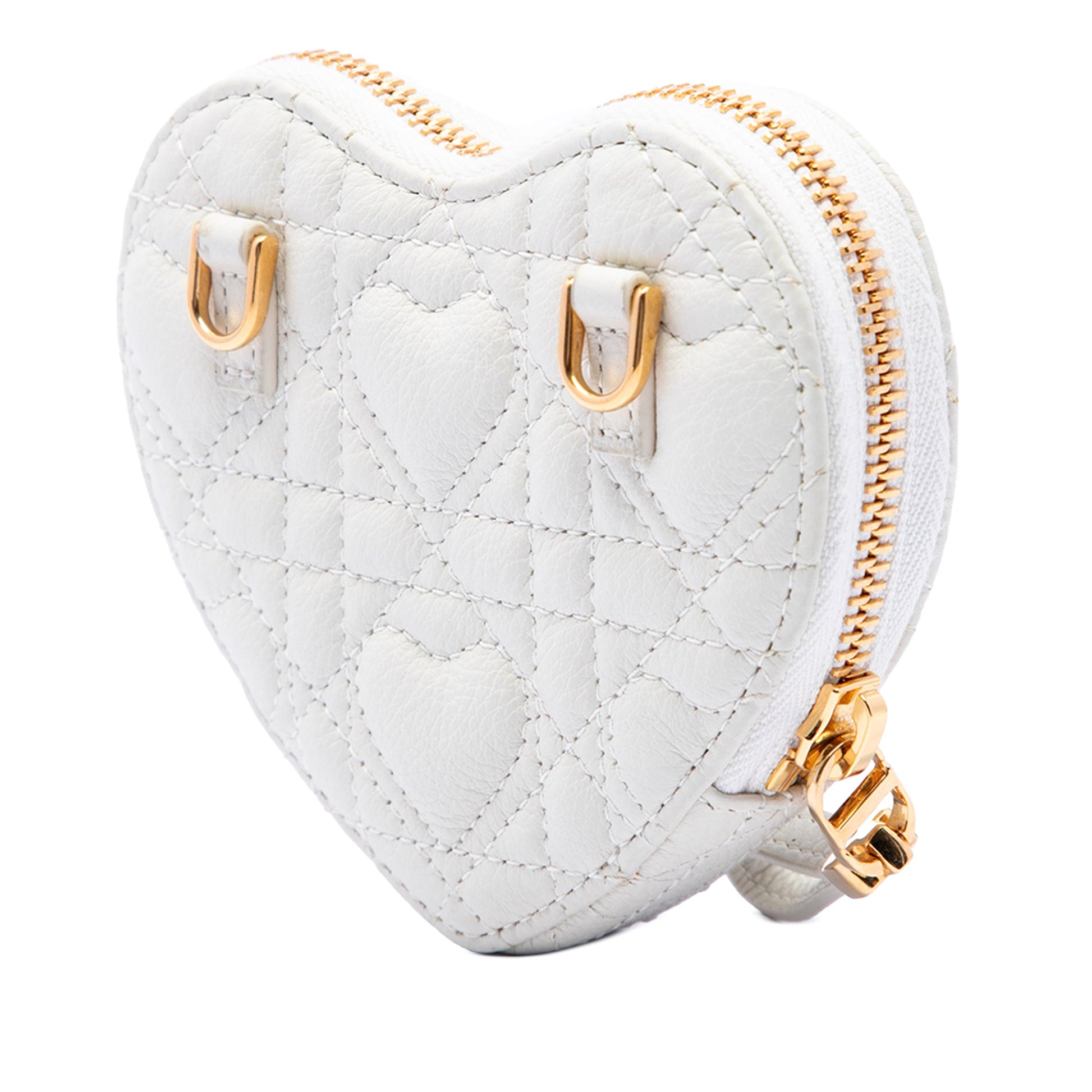 Dior DiorAmour Calfskin Cannage Caro Heart Pouch With Chain
