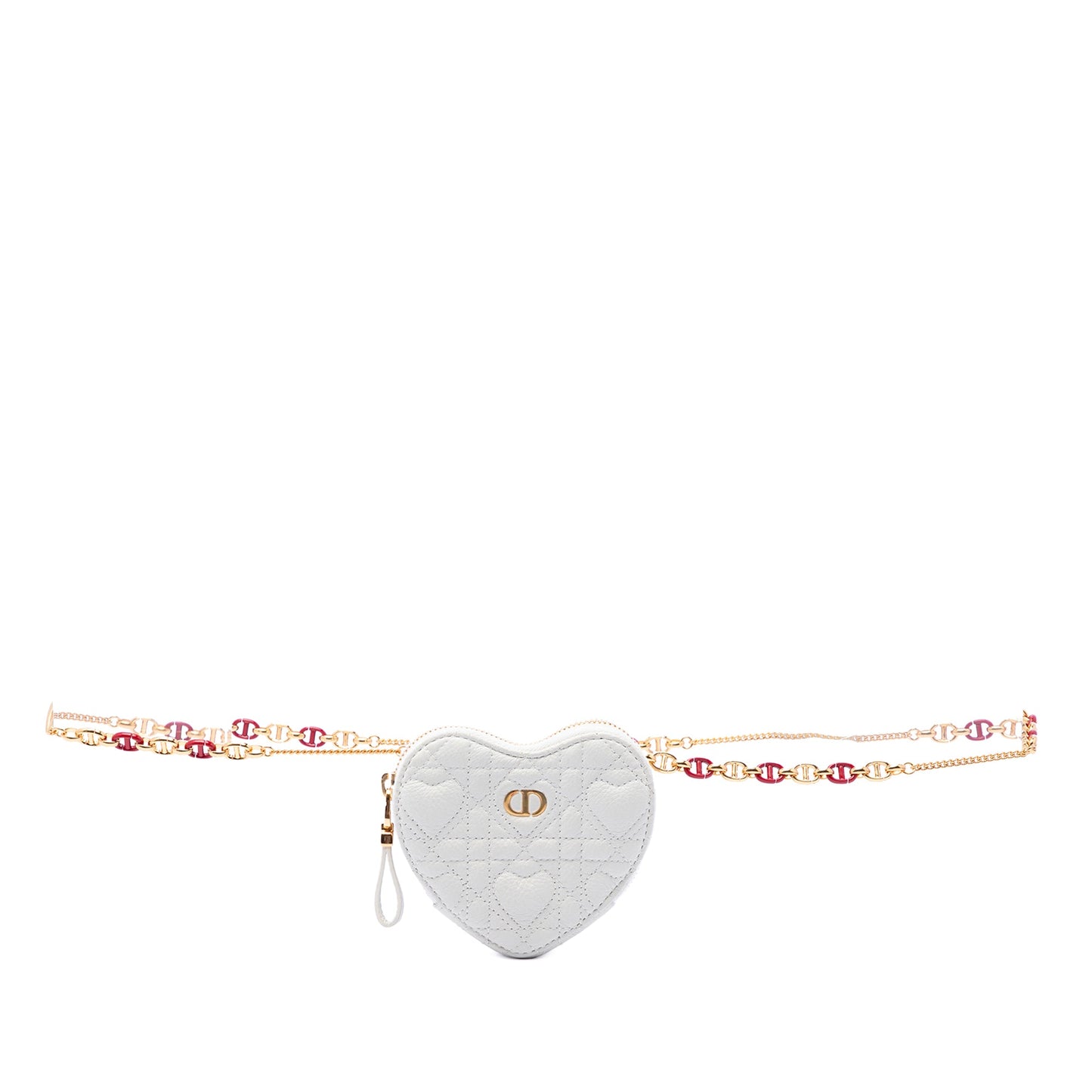 Dior DiorAmour Calfskin Cannage Caro Heart Pouch With Chain