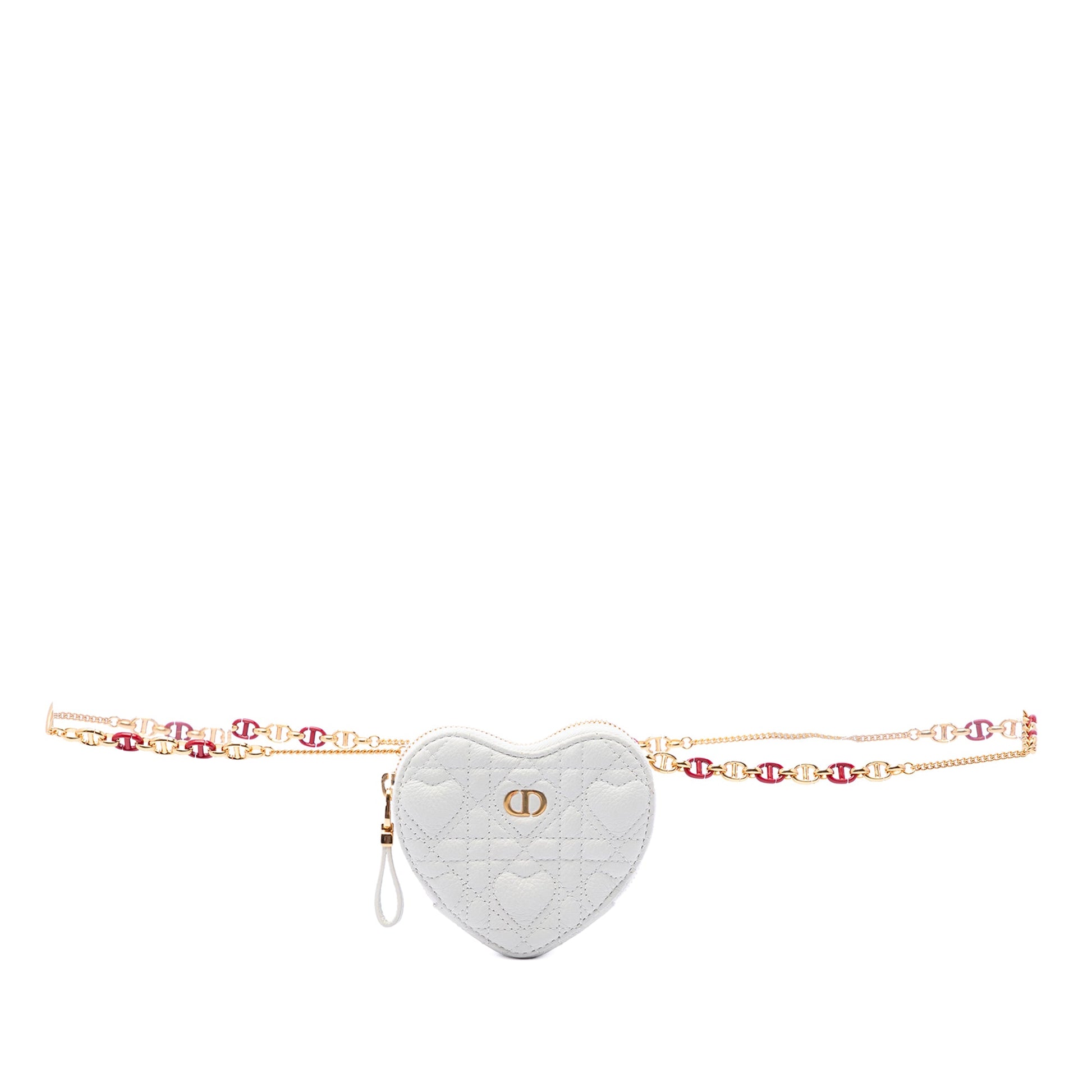 Dior DiorAmour Calfskin Cannage Caro Heart Pouch With Chain