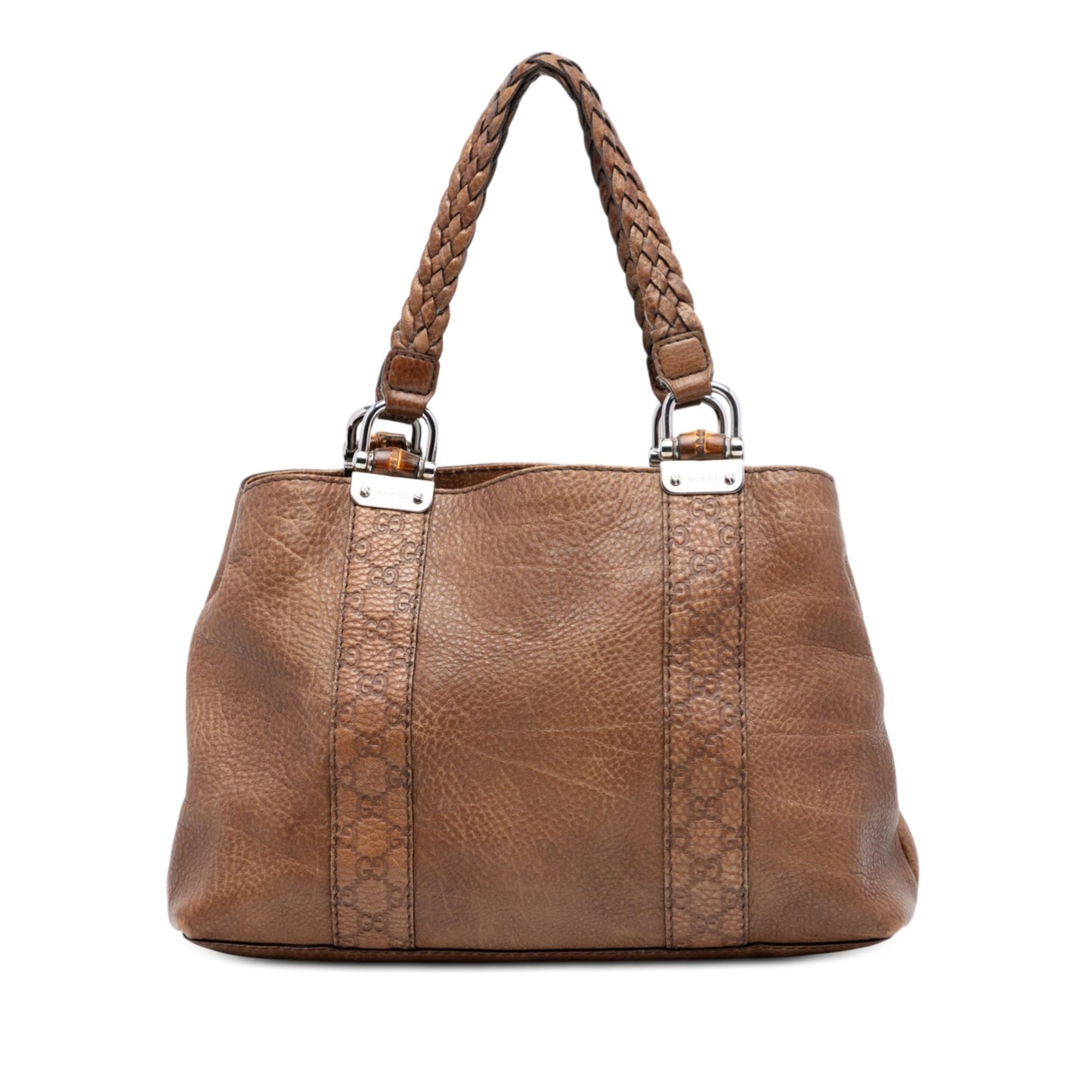 Gucci Medium Guccissima Trimmed Calfskin Bamboo Libeccio Tote