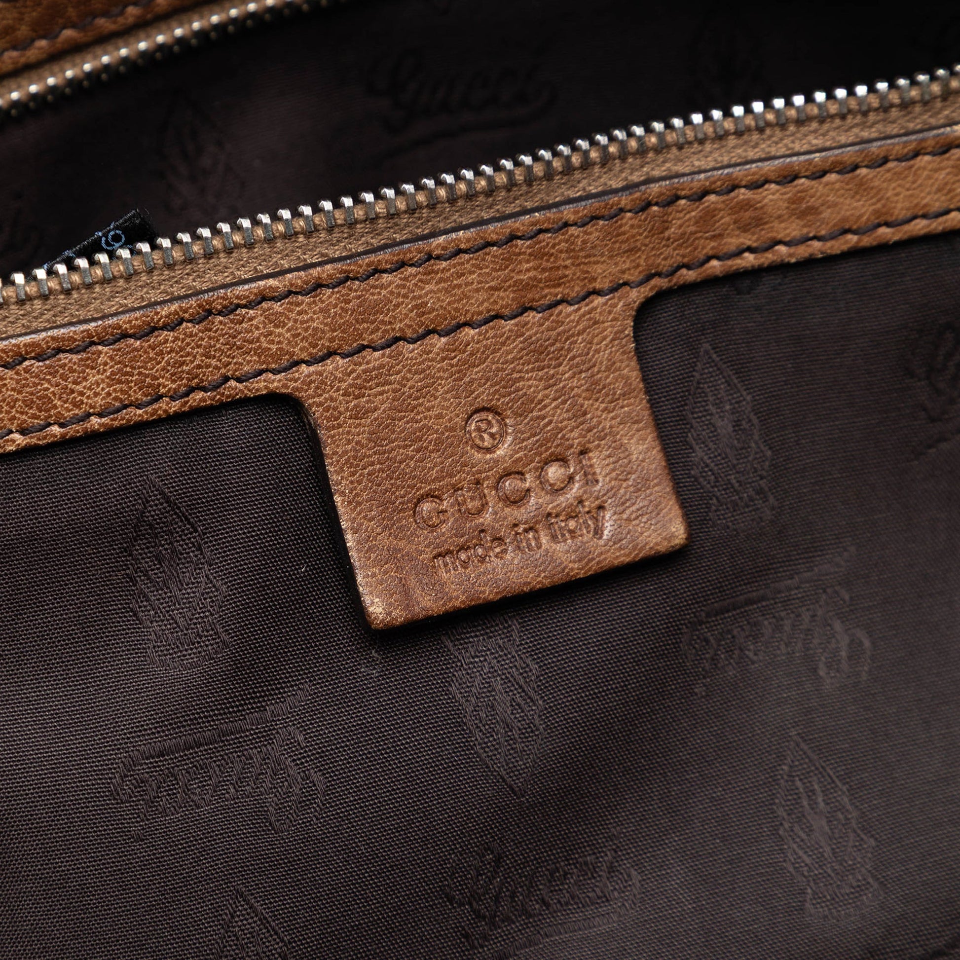 Gucci Medium Guccissima Trimmed Calfskin Bamboo Libeccio Tote