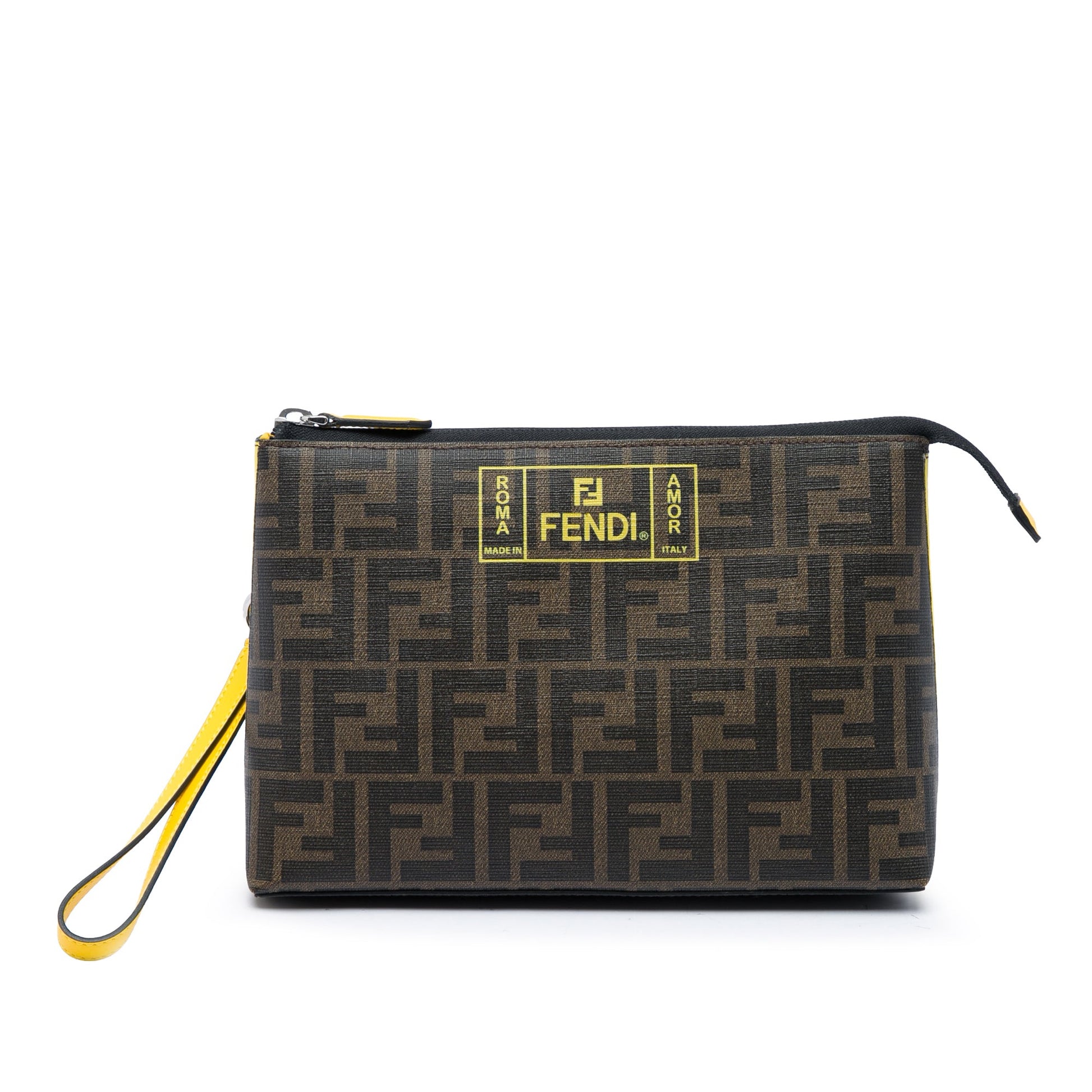 Fendi Zucca Coated Canvas Roma Amor Zip Pouch