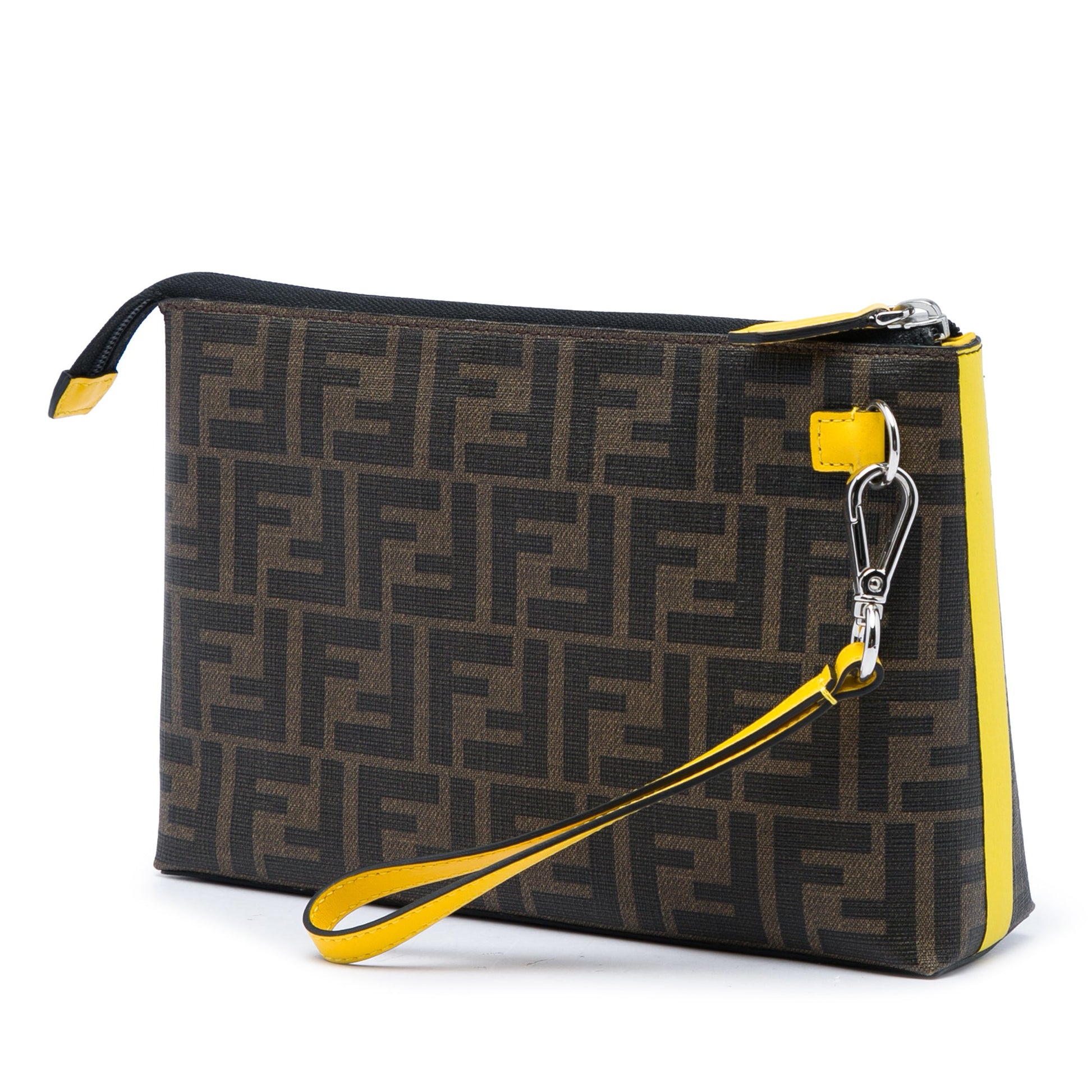 Fendi Zucca Coated Canvas Roma Amor Zip Pouch