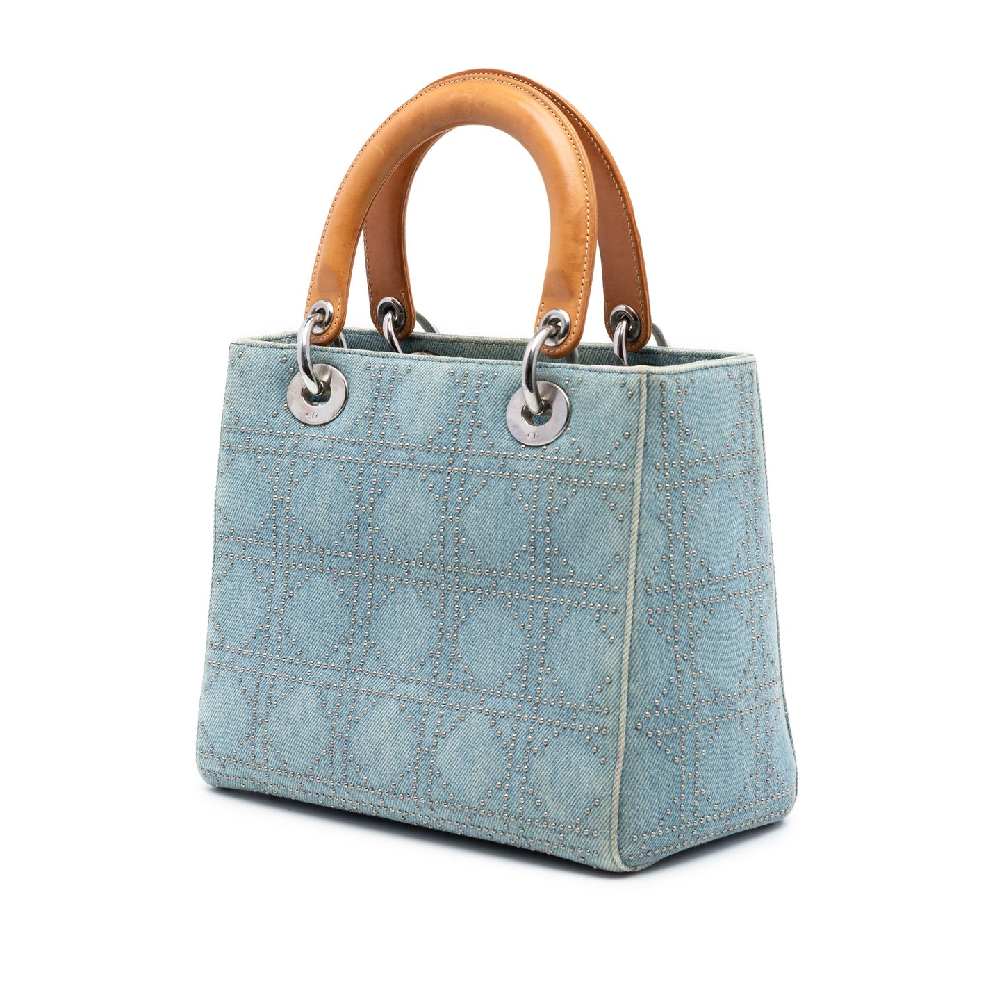 Dior Medium Denim Cannage Studded Lady Dior