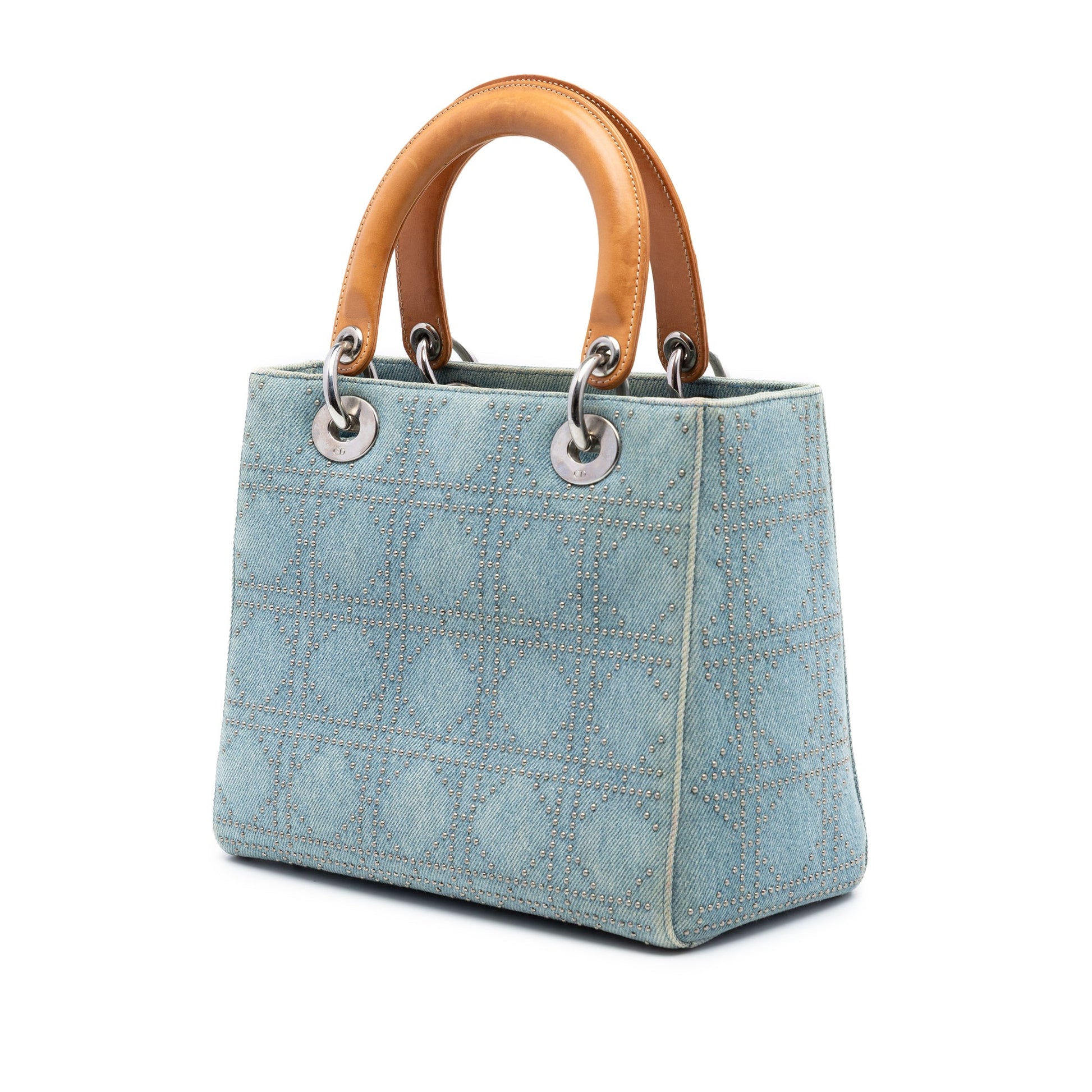 Dior Medium Denim Cannage Studded Lady Dior