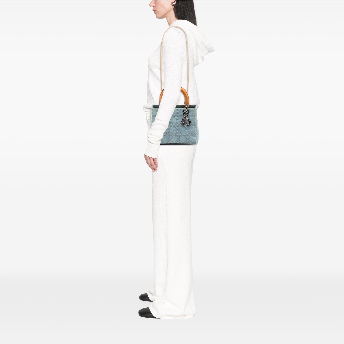 Dior Medium Denim Cannage Studded Lady Dior