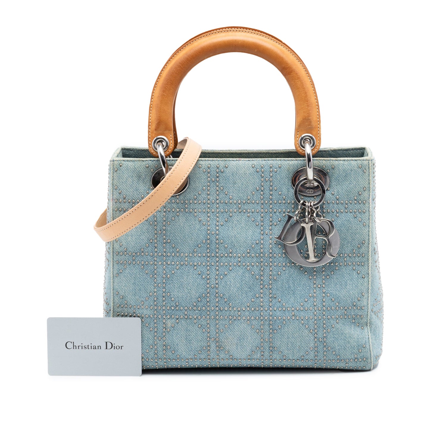Dior Medium Denim Cannage Studded Lady Dior