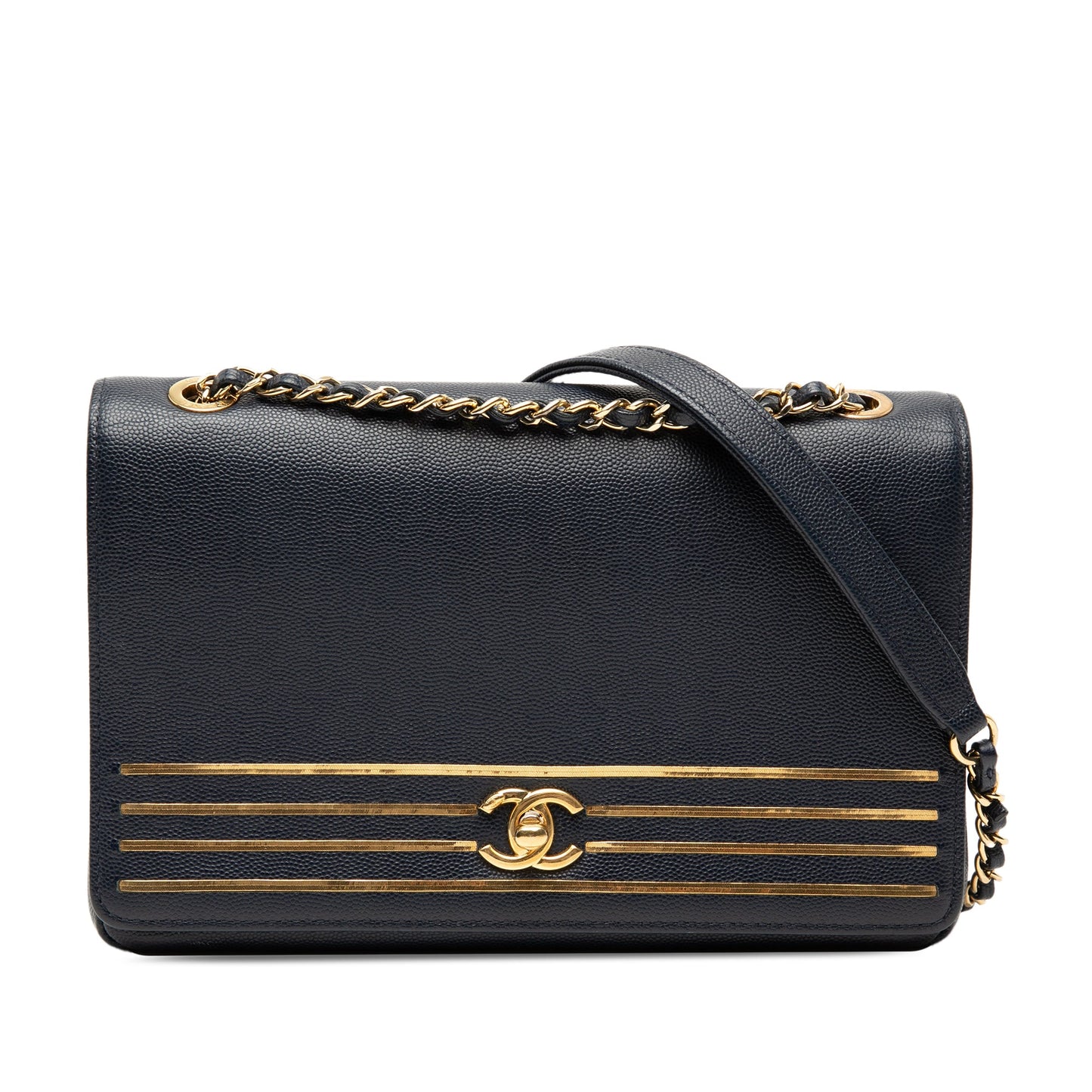 Medium Caviar Captain Gold Flap