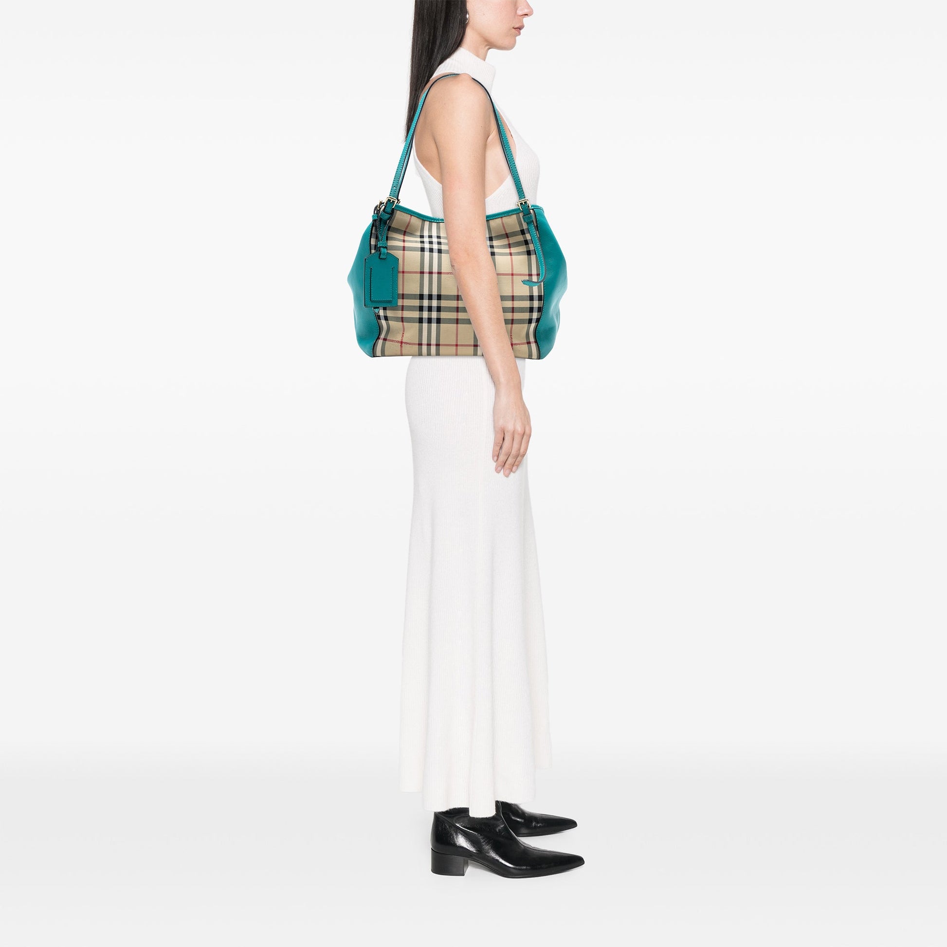 Burberry Small Haymarket Check Canvas and Leather Canterbury Tote