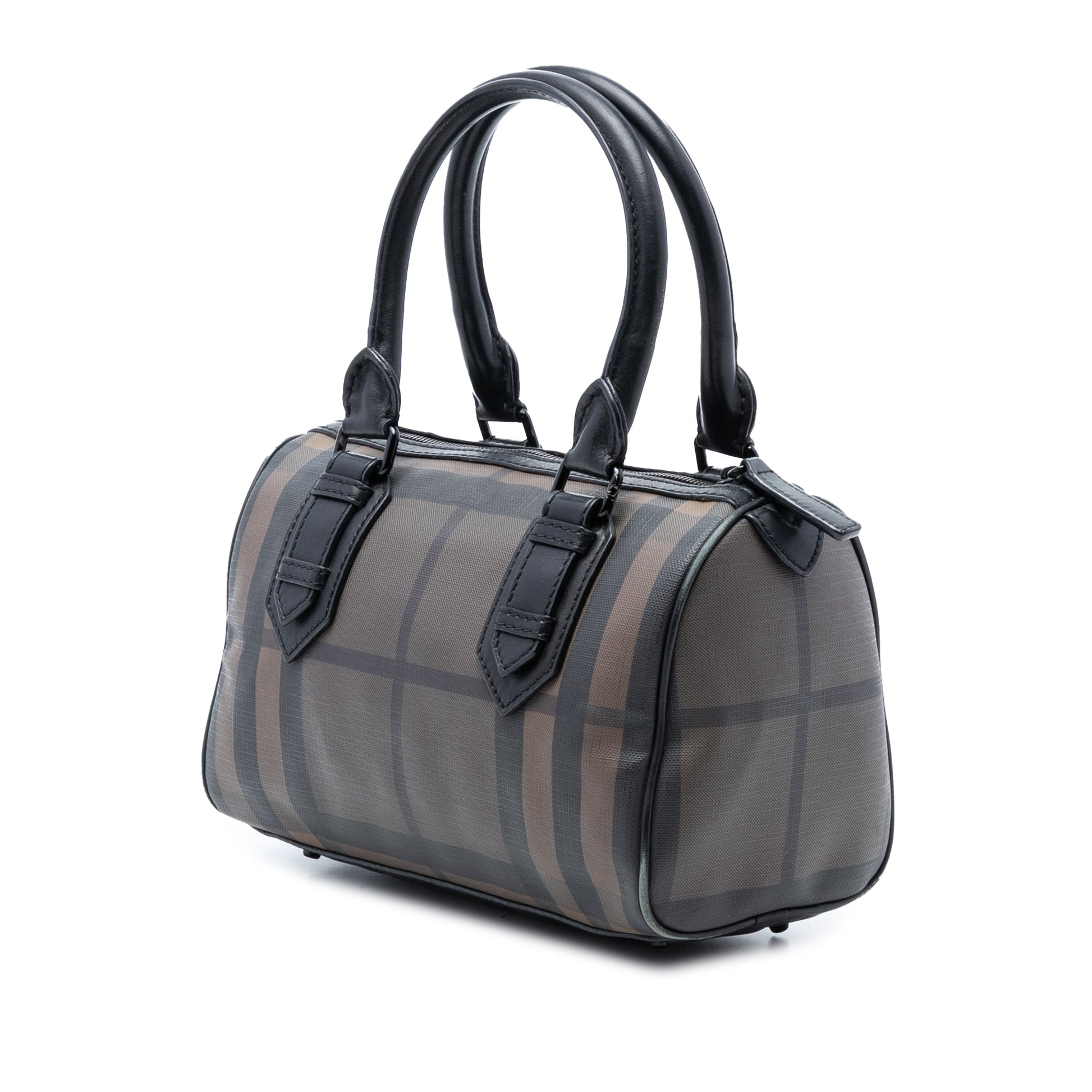 Burberry Smoke Check Coated Canvas Chester Boston Bag