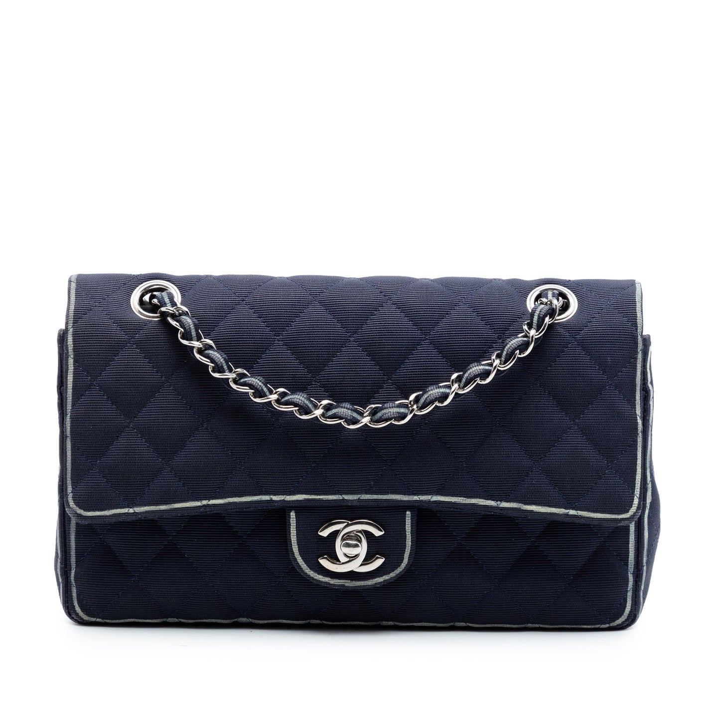 Chanel Medium Classic Printed Grosgrain Double Flap