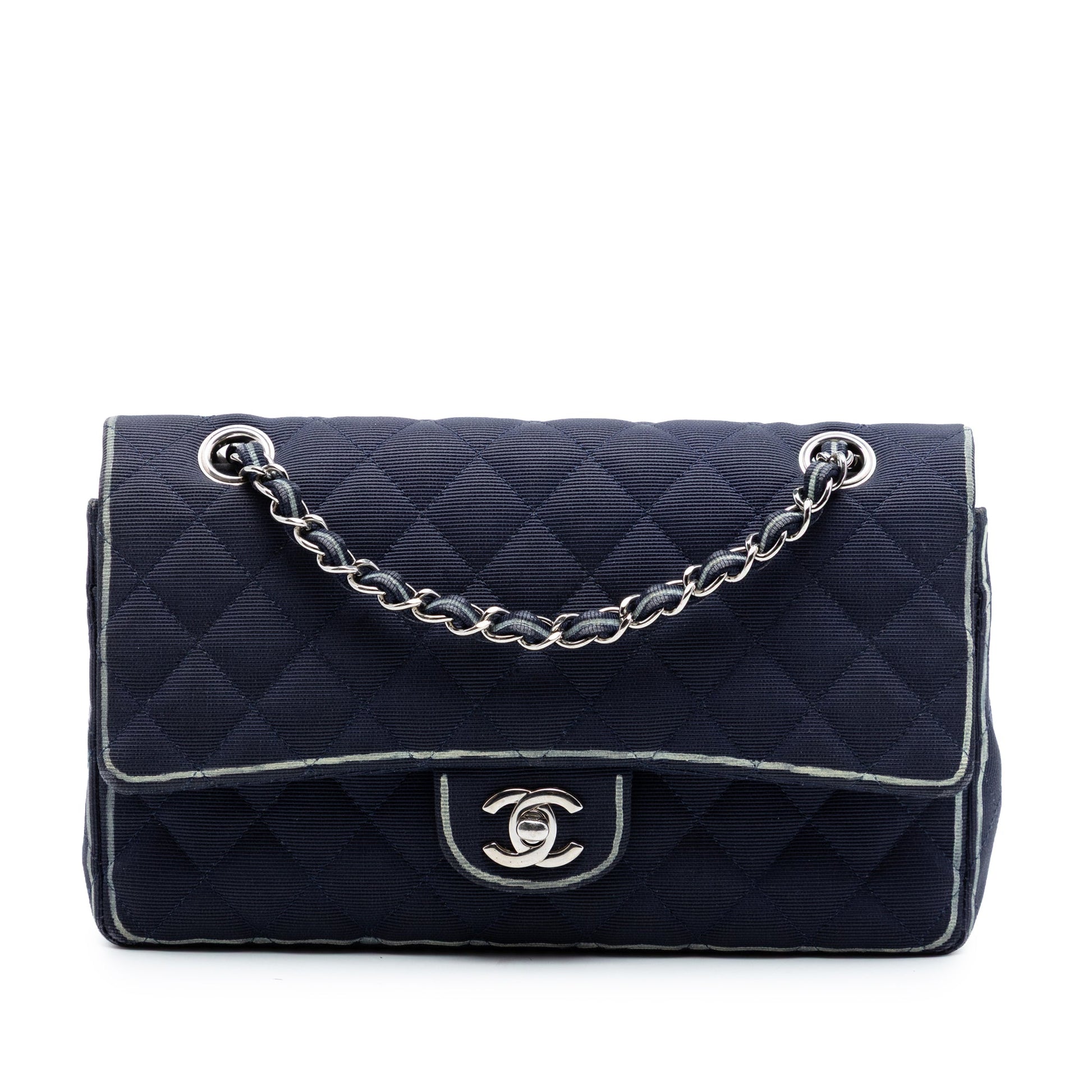 Chanel Medium Classic Printed Grosgrain Double Flap