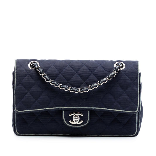 Chanel Medium Classic Printed Grosgrain Double Flap
