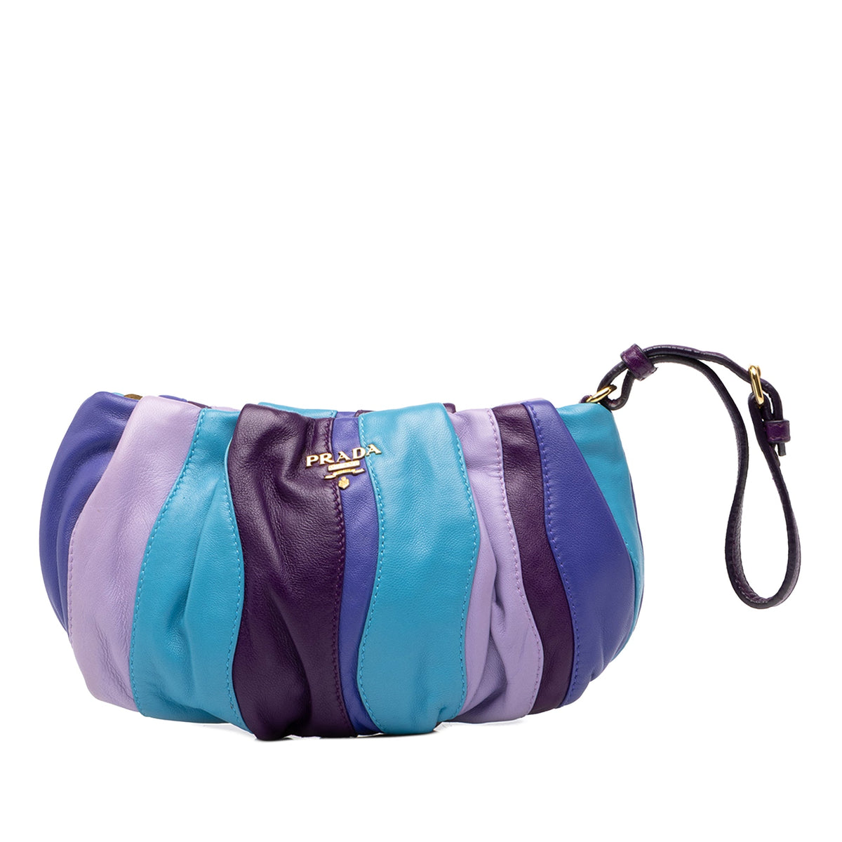 Prada Nappa Trembled Blossoms Stripes Clutch — Purple