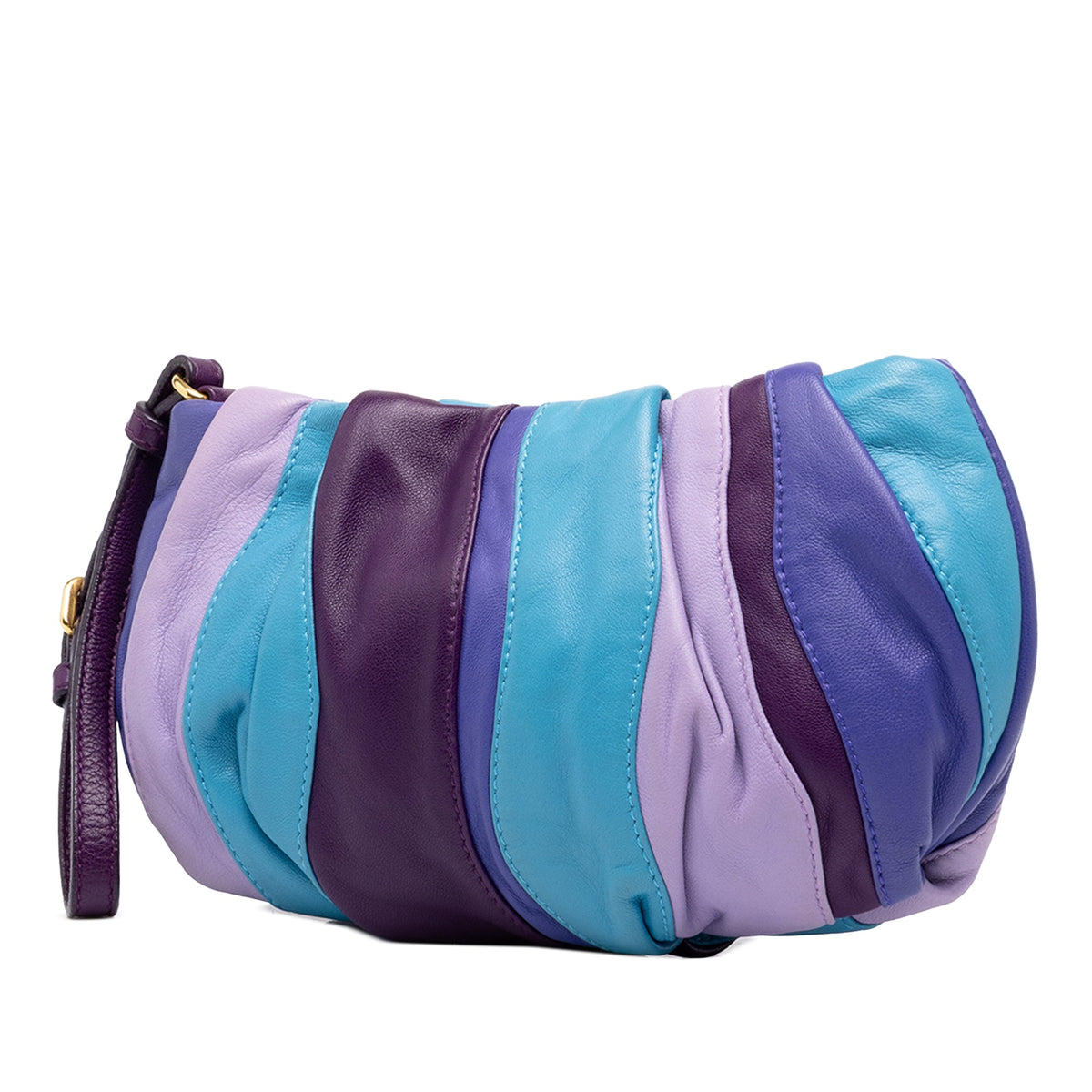 Prada Nappa Trembled Blossoms Stripes Clutch — Purple