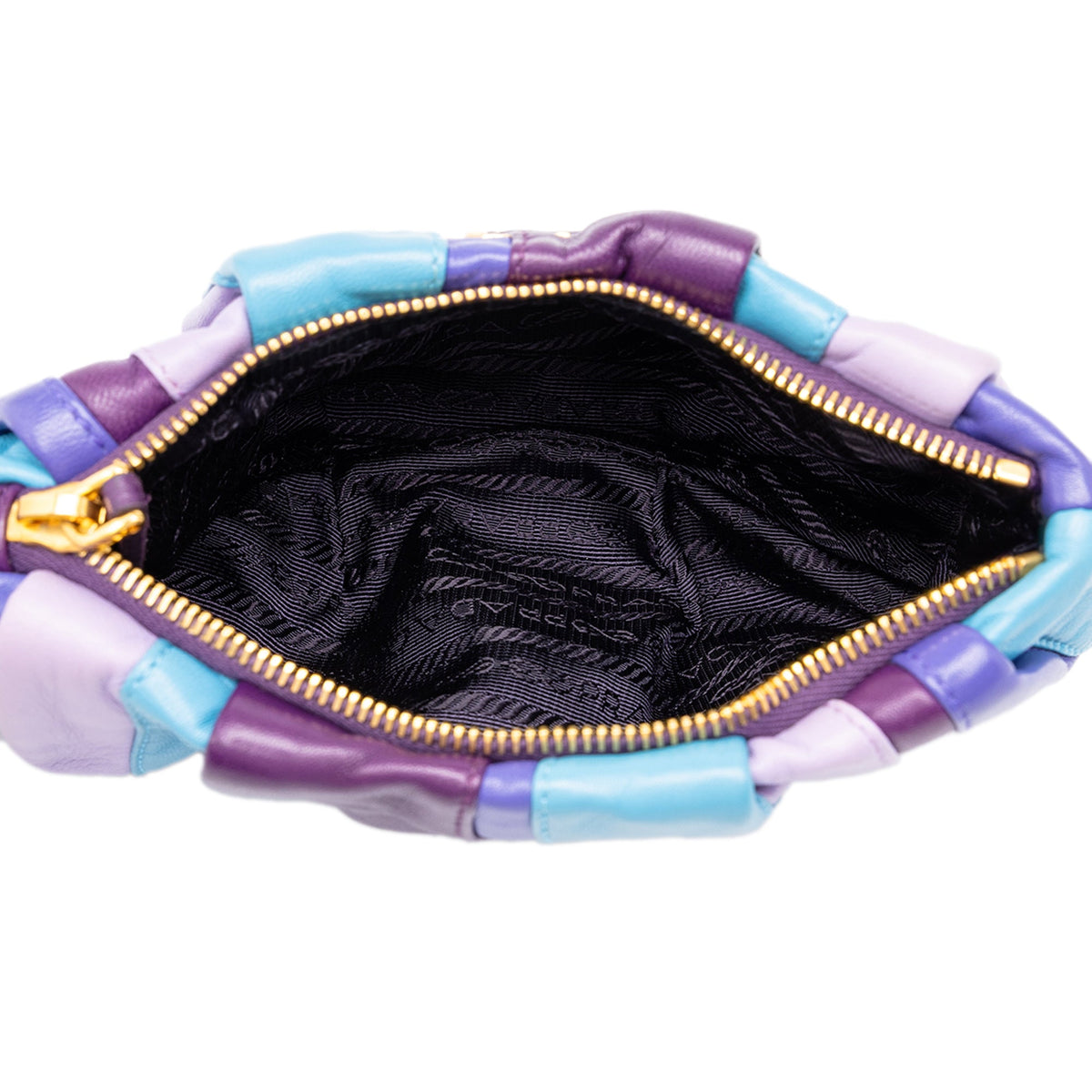 Prada Nappa Trembled Blossoms Stripes Clutch — Purple