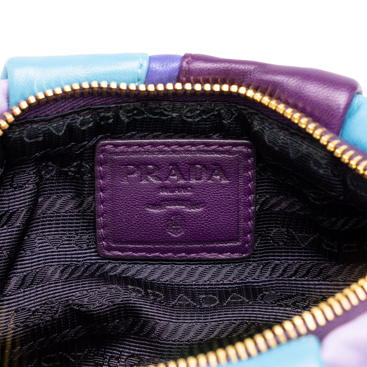 Prada Nappa Trembled Blossoms Stripes Clutch — Purple