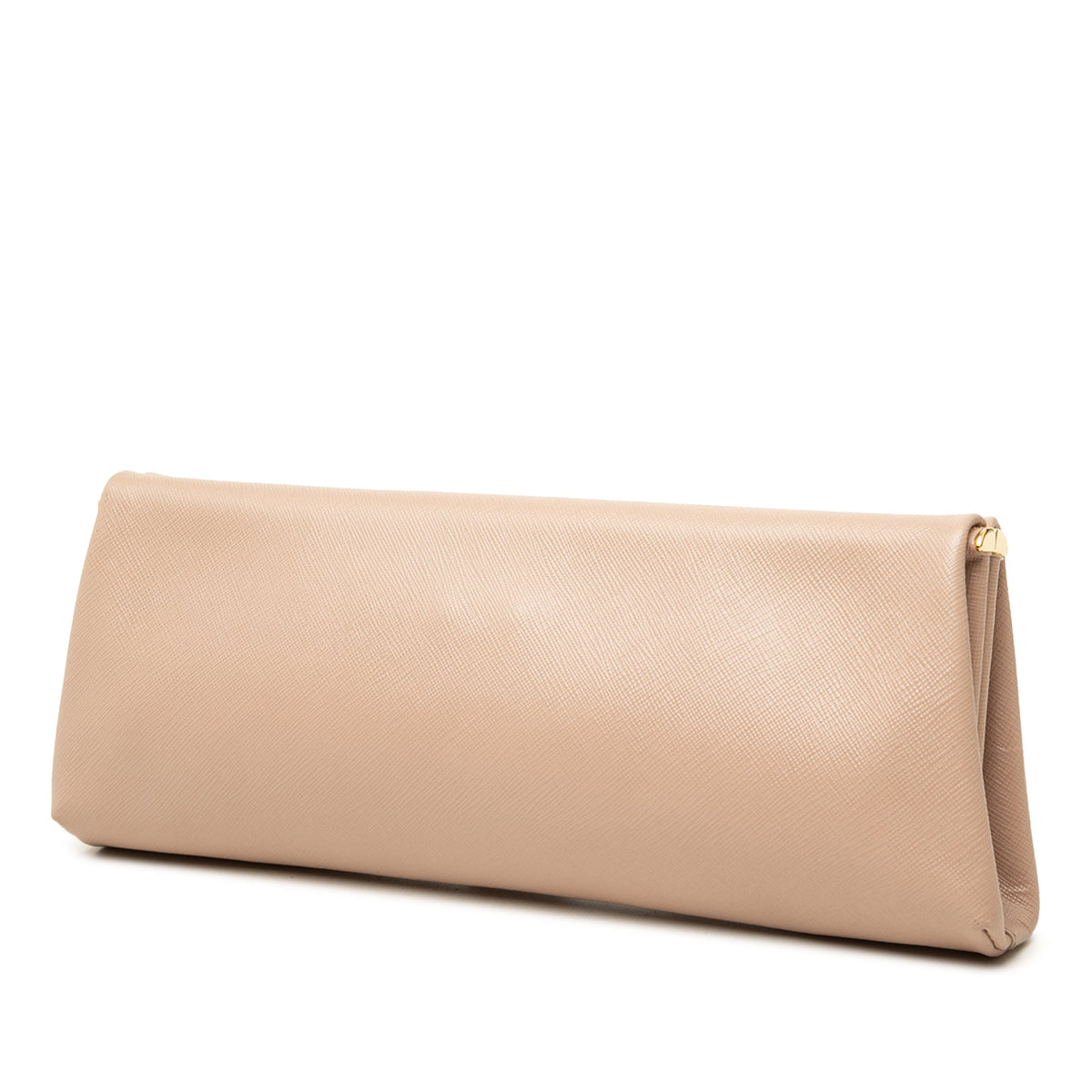 Prada Saffiano Lux East West Frame Clutch — Beige