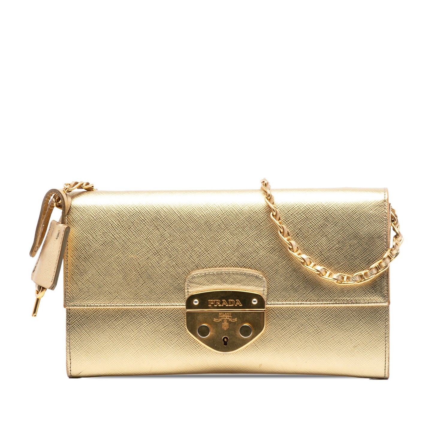 Prada Saffiano Sound Lock Wallet on Chain