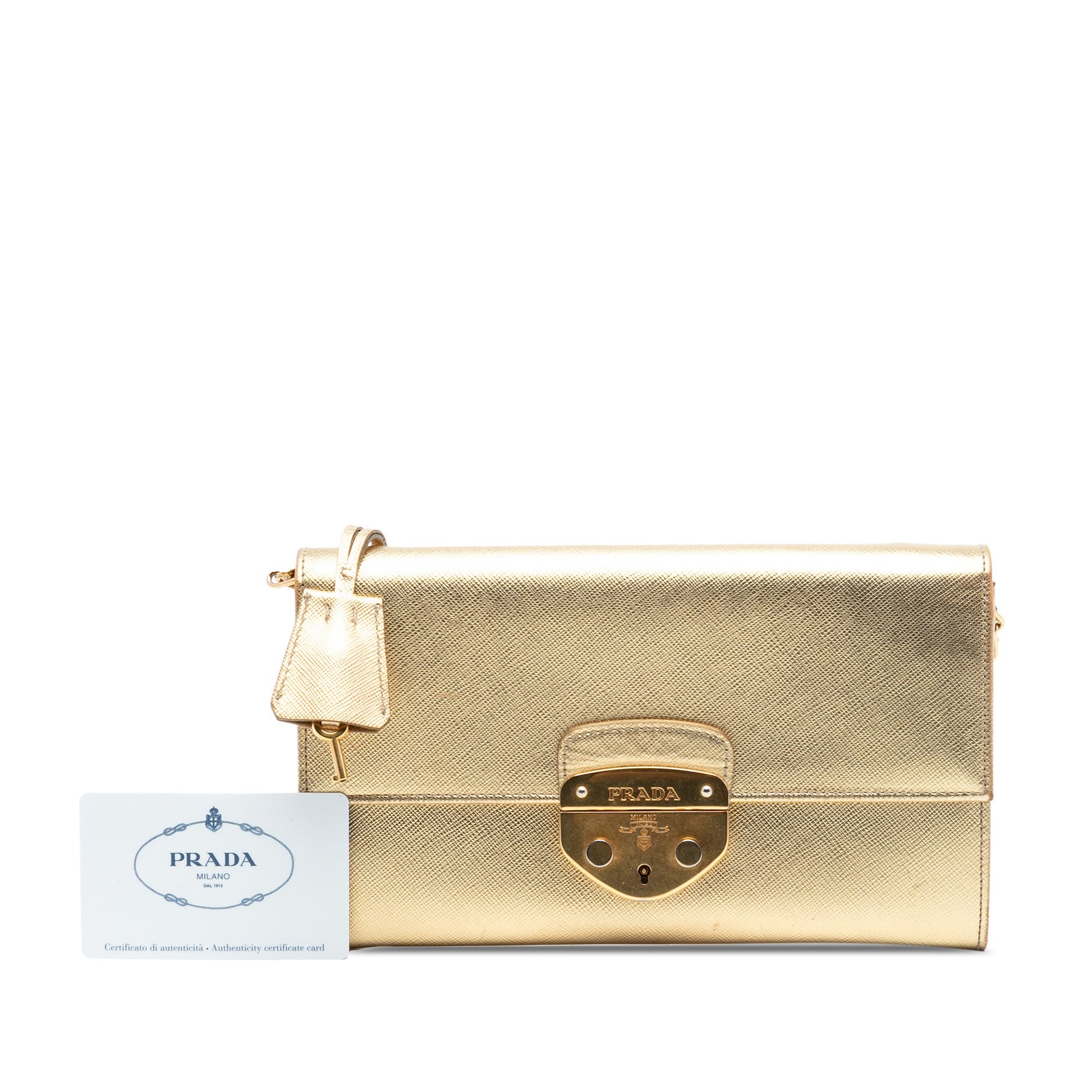 Prada Saffiano Sound Lock Wallet on Chain