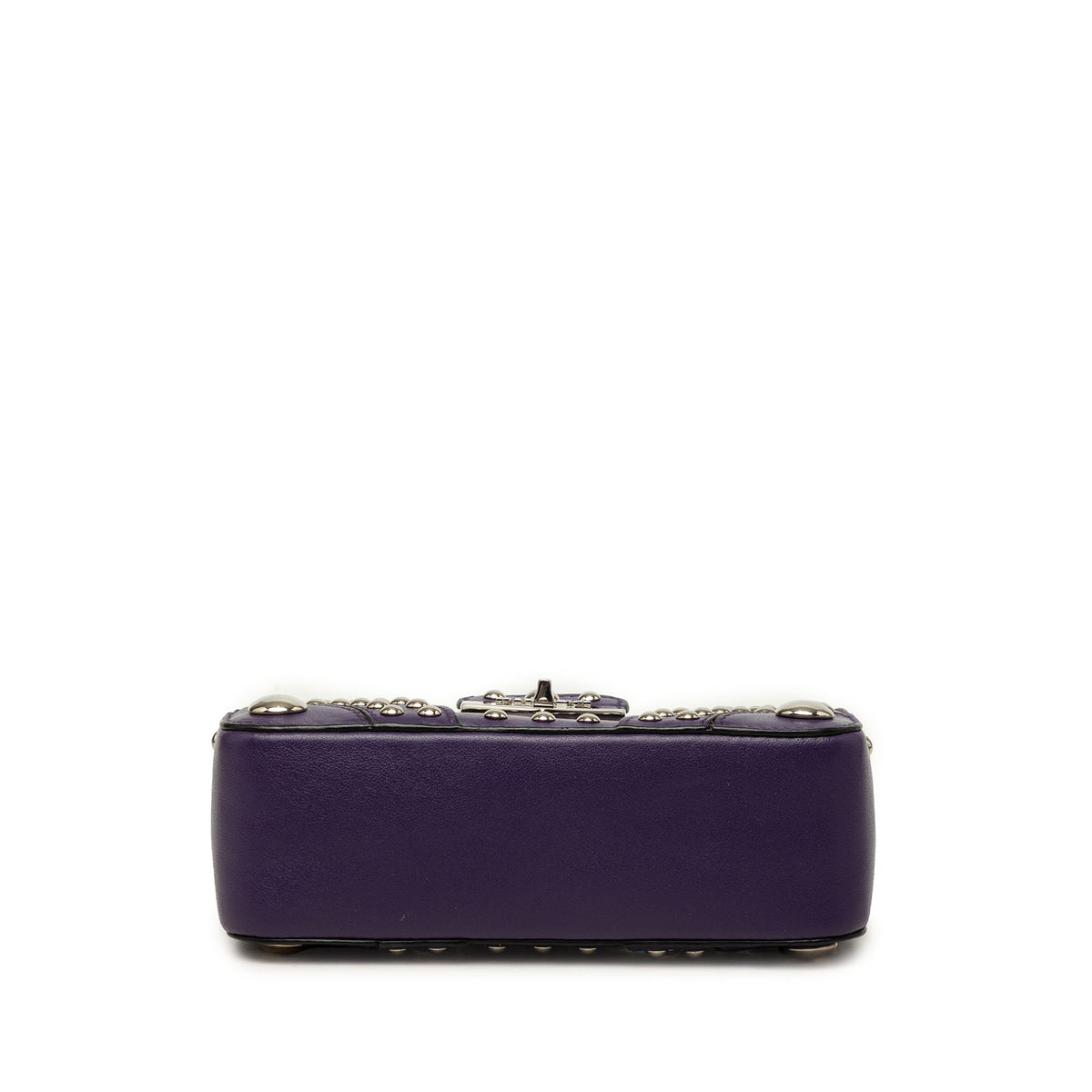 Prada City Calfskin Studded Elektra Turn Lock Clutch — Purple