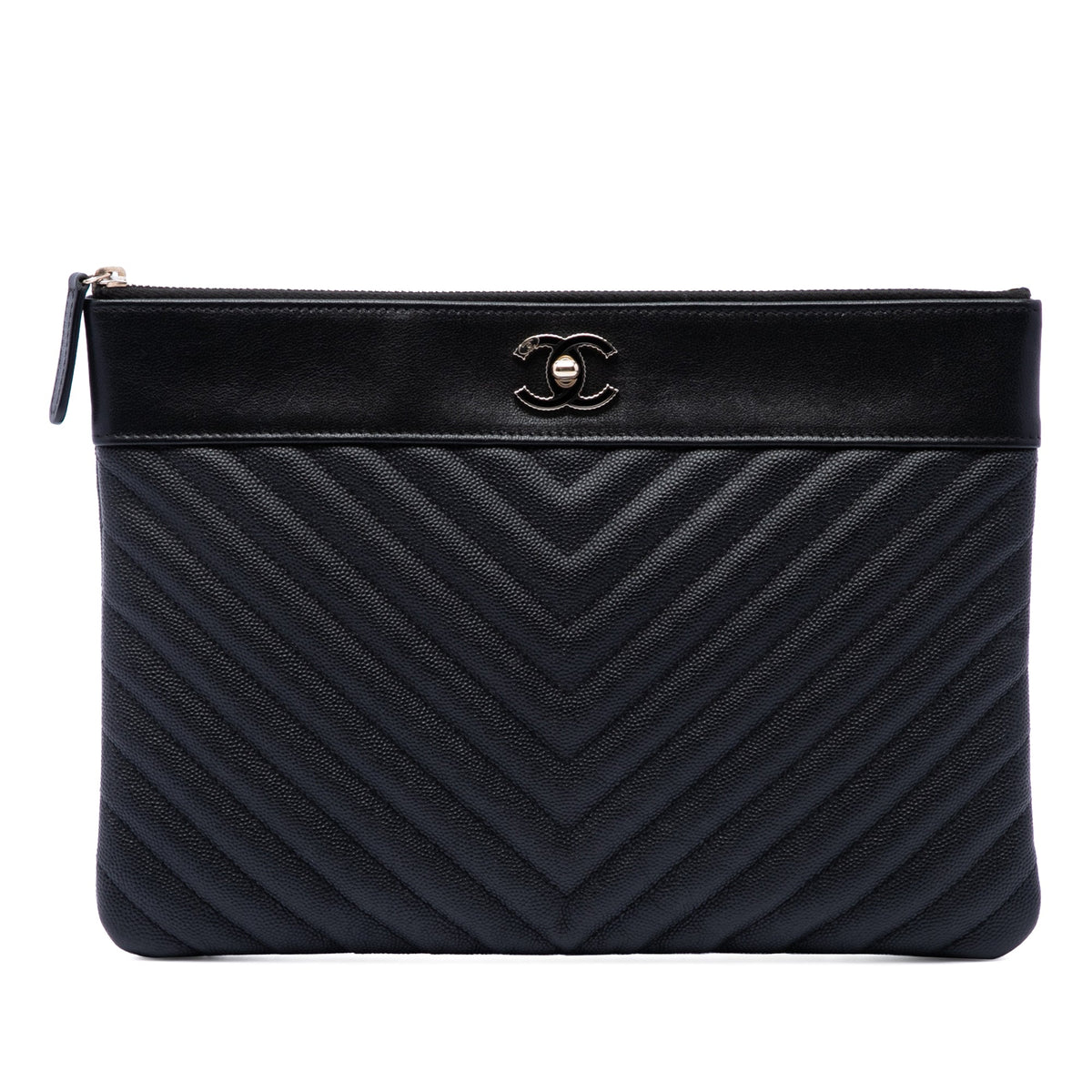 Chanel Medium Chevron Caviar Mademoiselle O Case Clutch