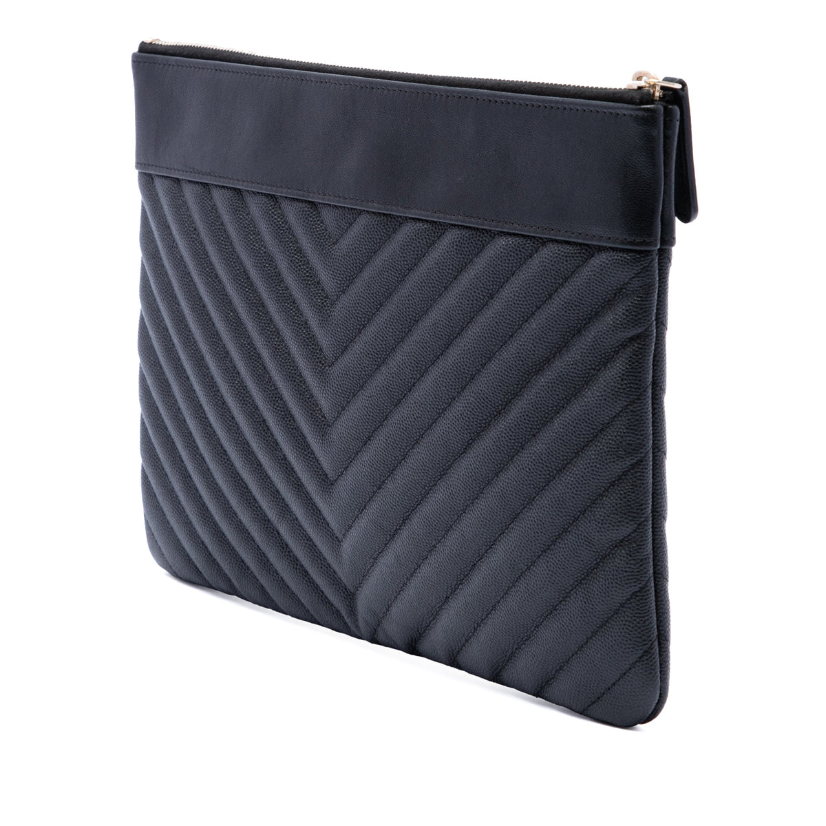Chanel Medium Chevron Caviar Mademoiselle O Case Clutch