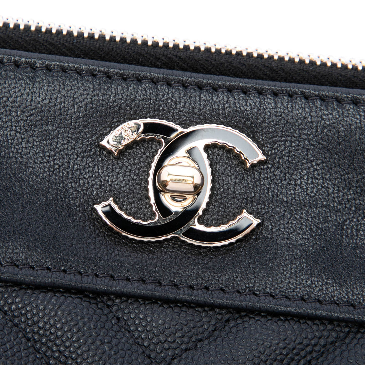 Chanel Medium Chevron Caviar Mademoiselle O Case Clutch