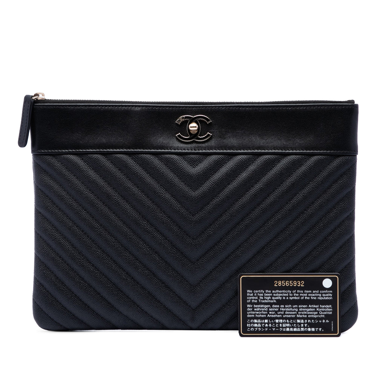 Chanel Medium Chevron Caviar Mademoiselle O Case Clutch