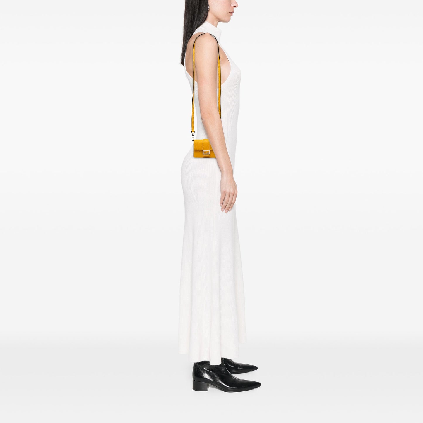 Fendi Micro Leather Flat Baguette Crossbody