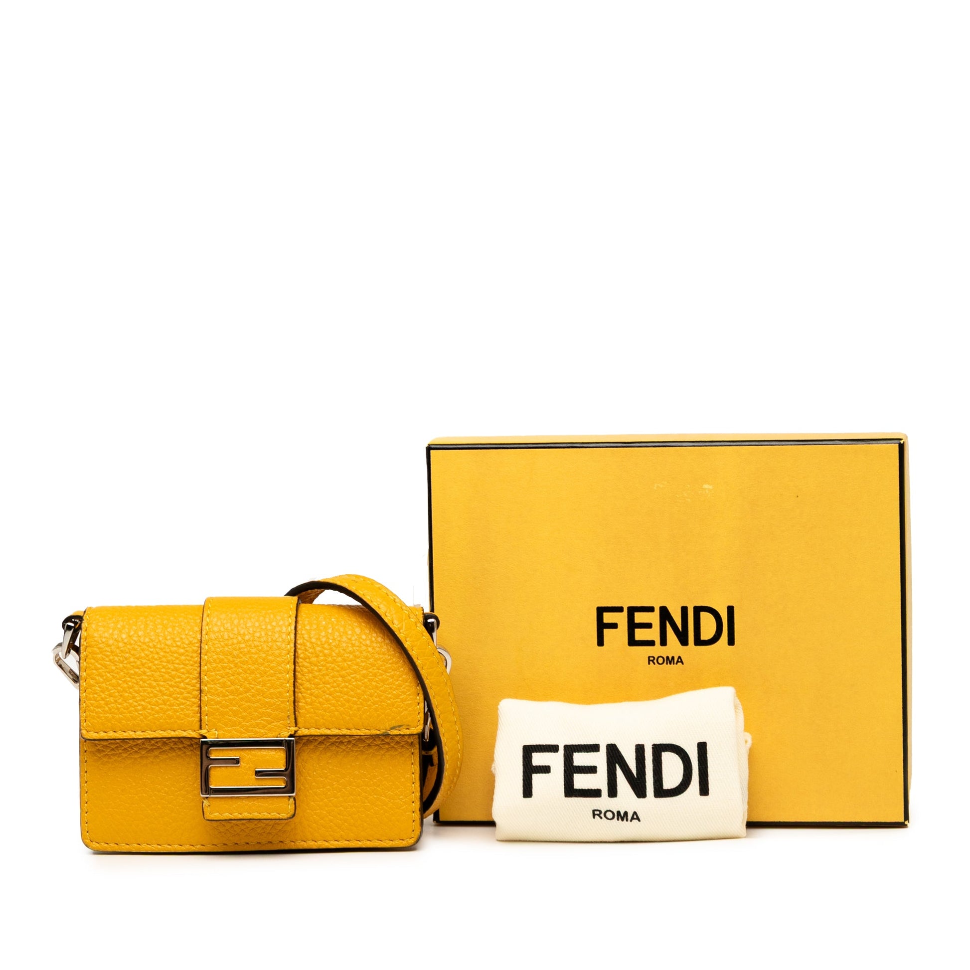 Fendi Micro Leather Flat Baguette Crossbody