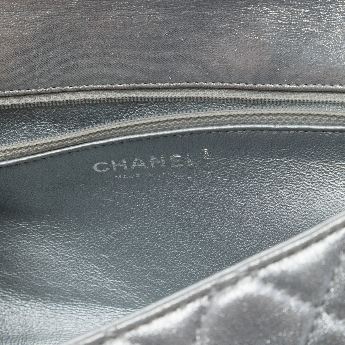 Chanel Quilted Metallic Lambskin Reissue 2.55 Roll Clutch — Silver