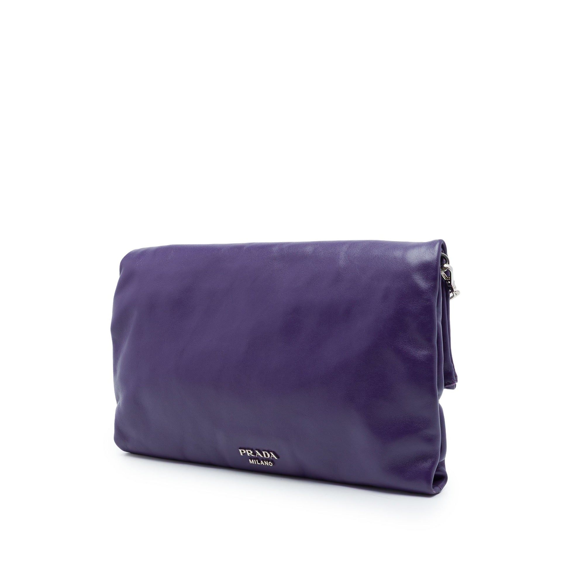 Prada Soft Calf Fold Over Shoulder Bag