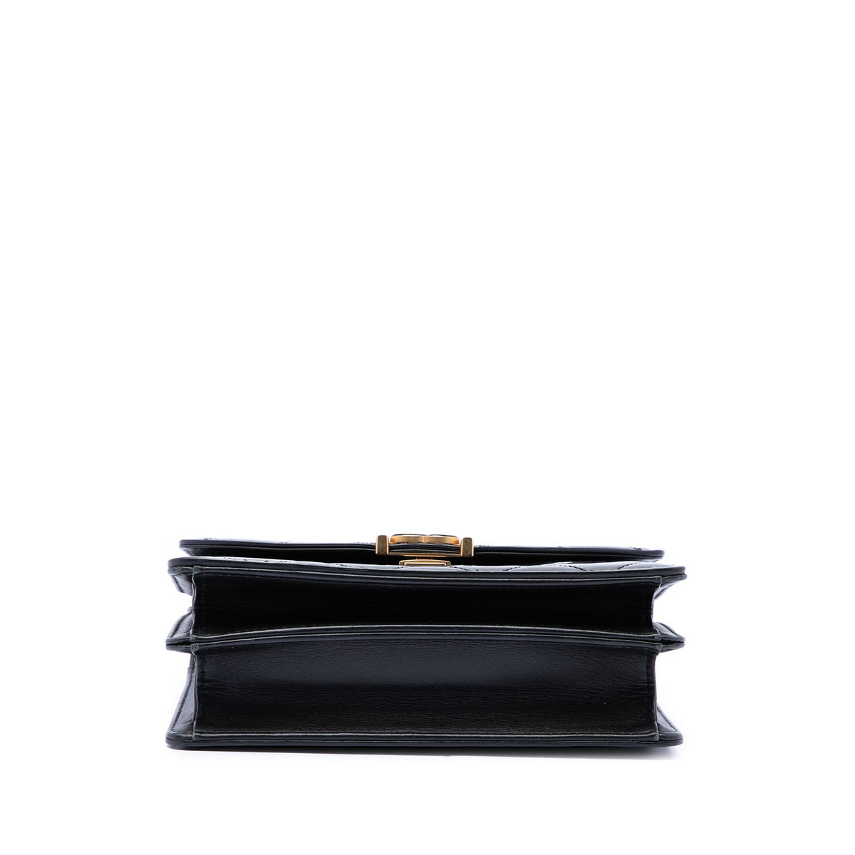 Chanel CC Quilted Patent Accordion Pushlock Top Handle Flap — Black