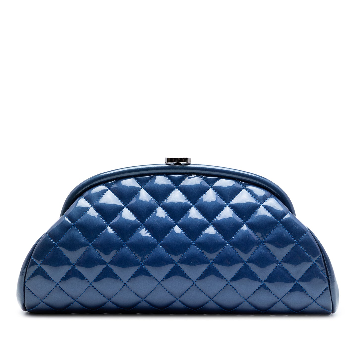 Chanel Quilted Patent Timeless Kiss Lock Clutch