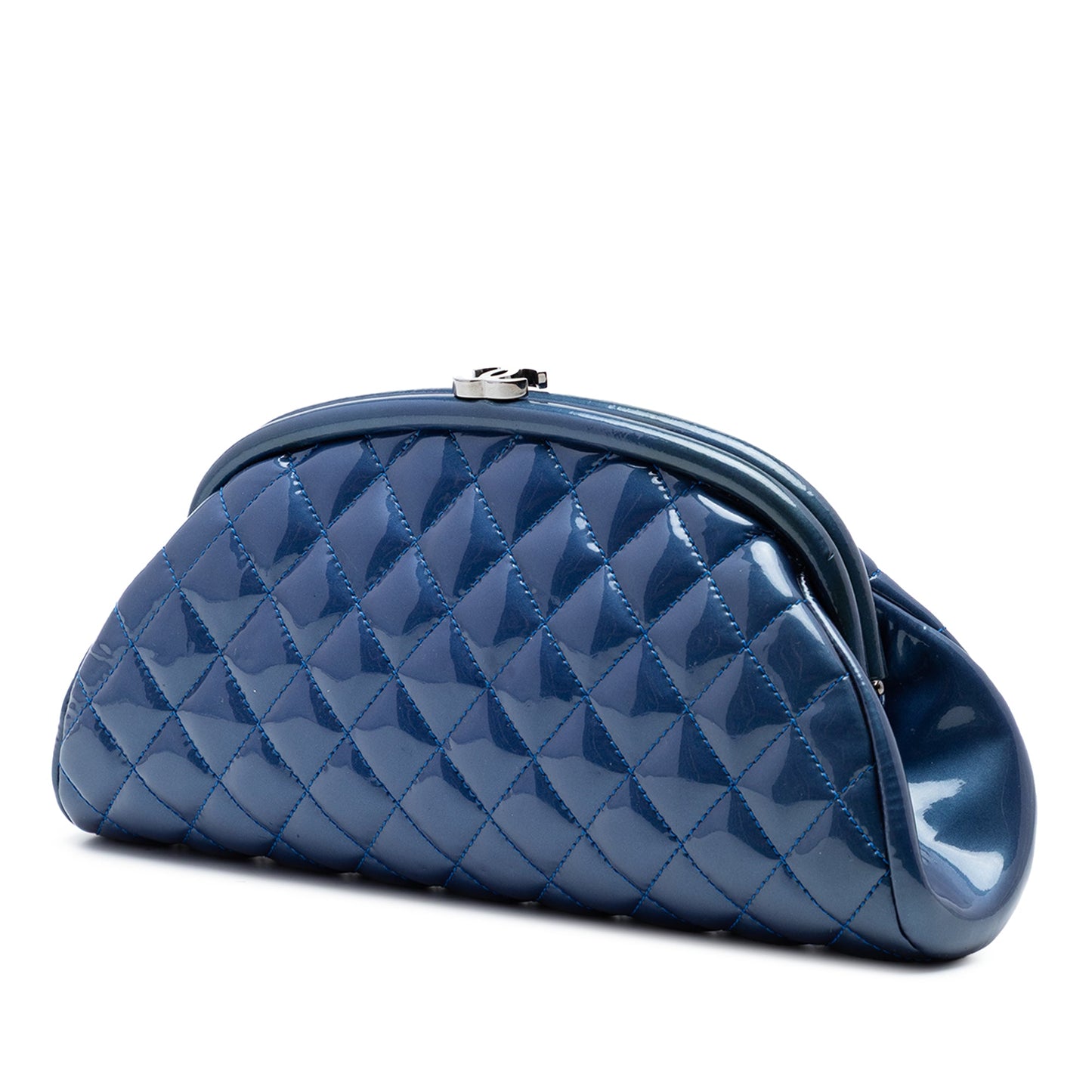 Chanel Quilted Patent Timeless Kiss Lock Clutch