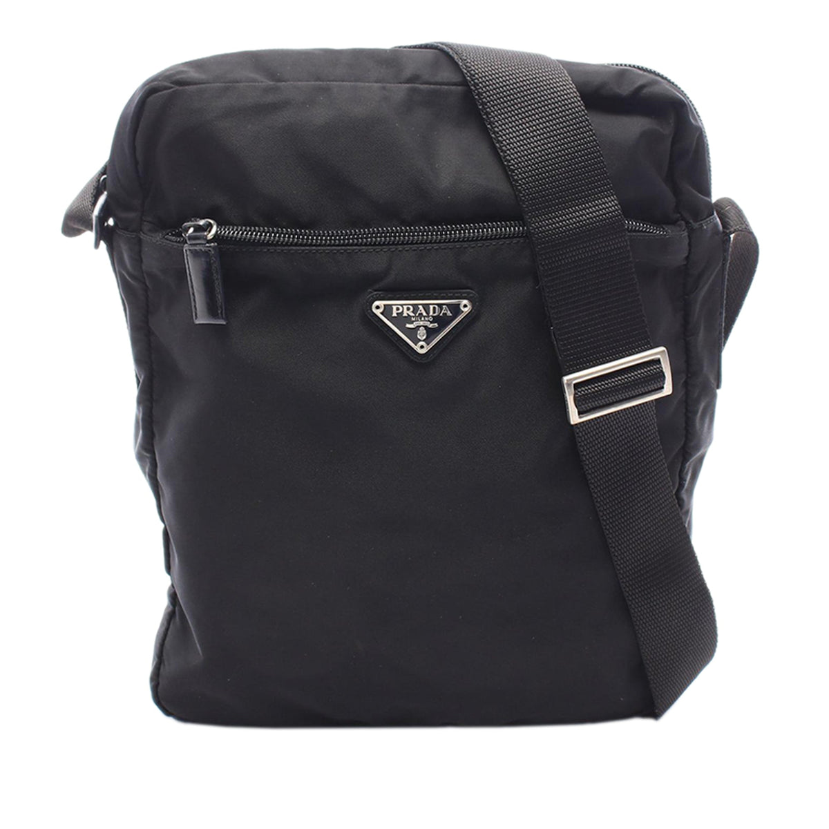 Prada Tessuto Zip Top Crossbody — Black