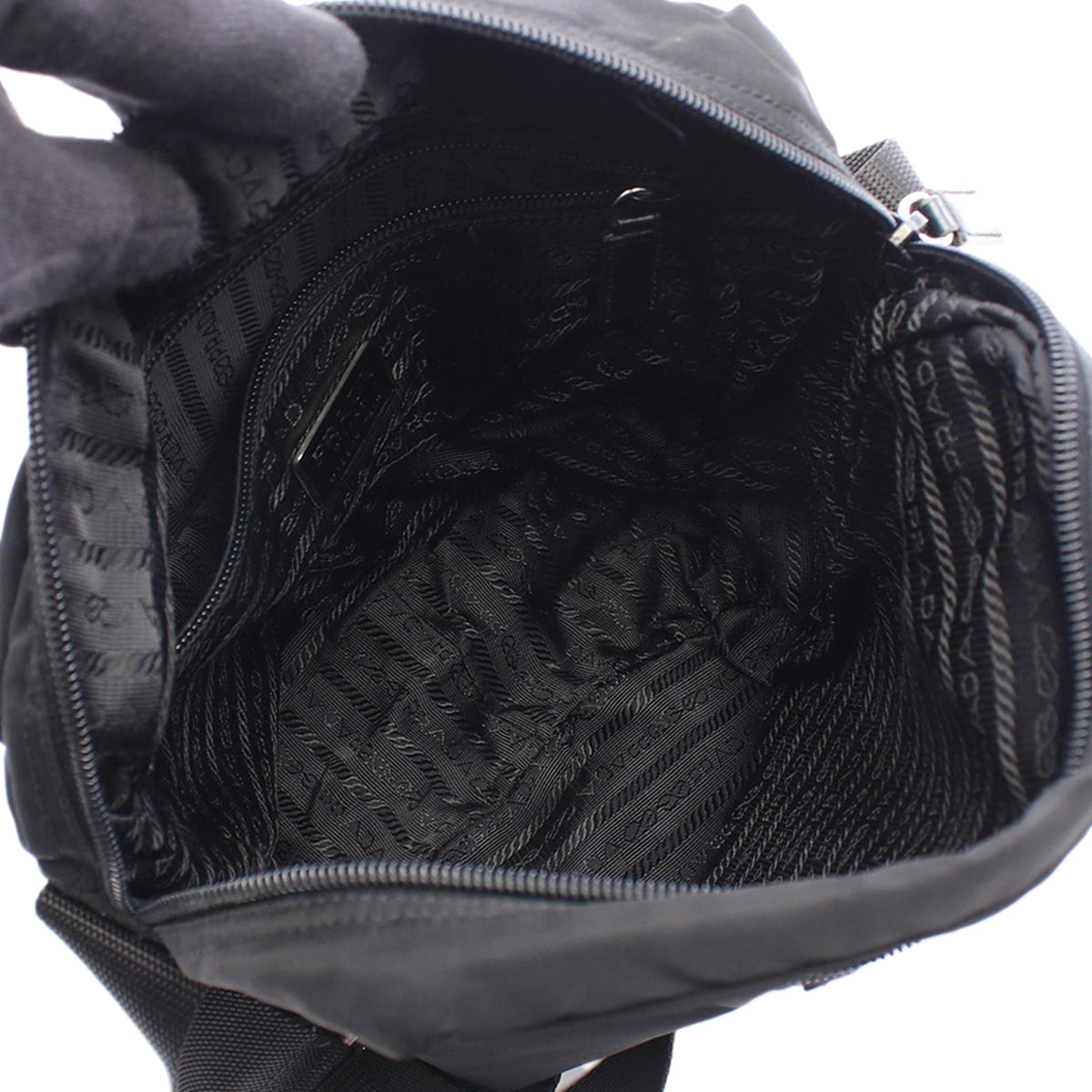 Prada Tessuto Zip Top Crossbody — Black