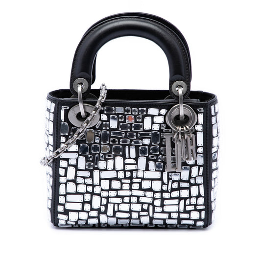Dior Mini Smooth Calfskin Embroidered Mosaic of Mirrors Lady Dior