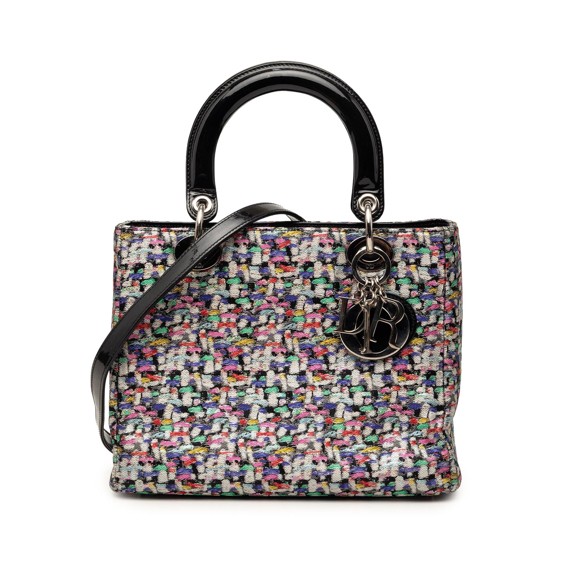 Dior Medium Multicolor Metallic Fabric and Patent Leather Lady Dior