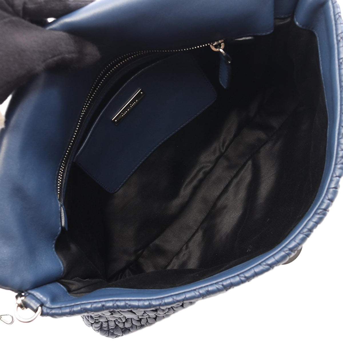 Miu Miu Matelasse Nappa Crystal Chain Satchel — Blue