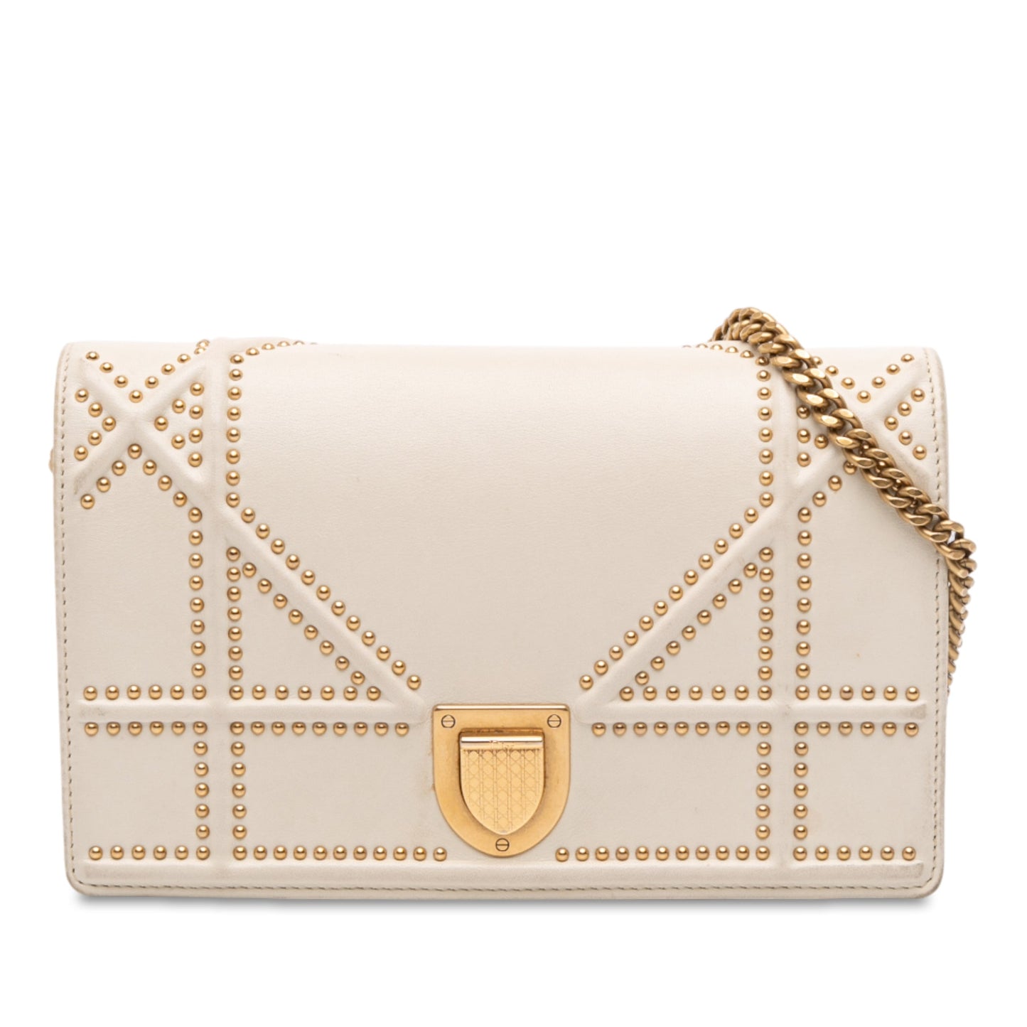 Dior Studded Lambskin Diorama Wallet on Chain