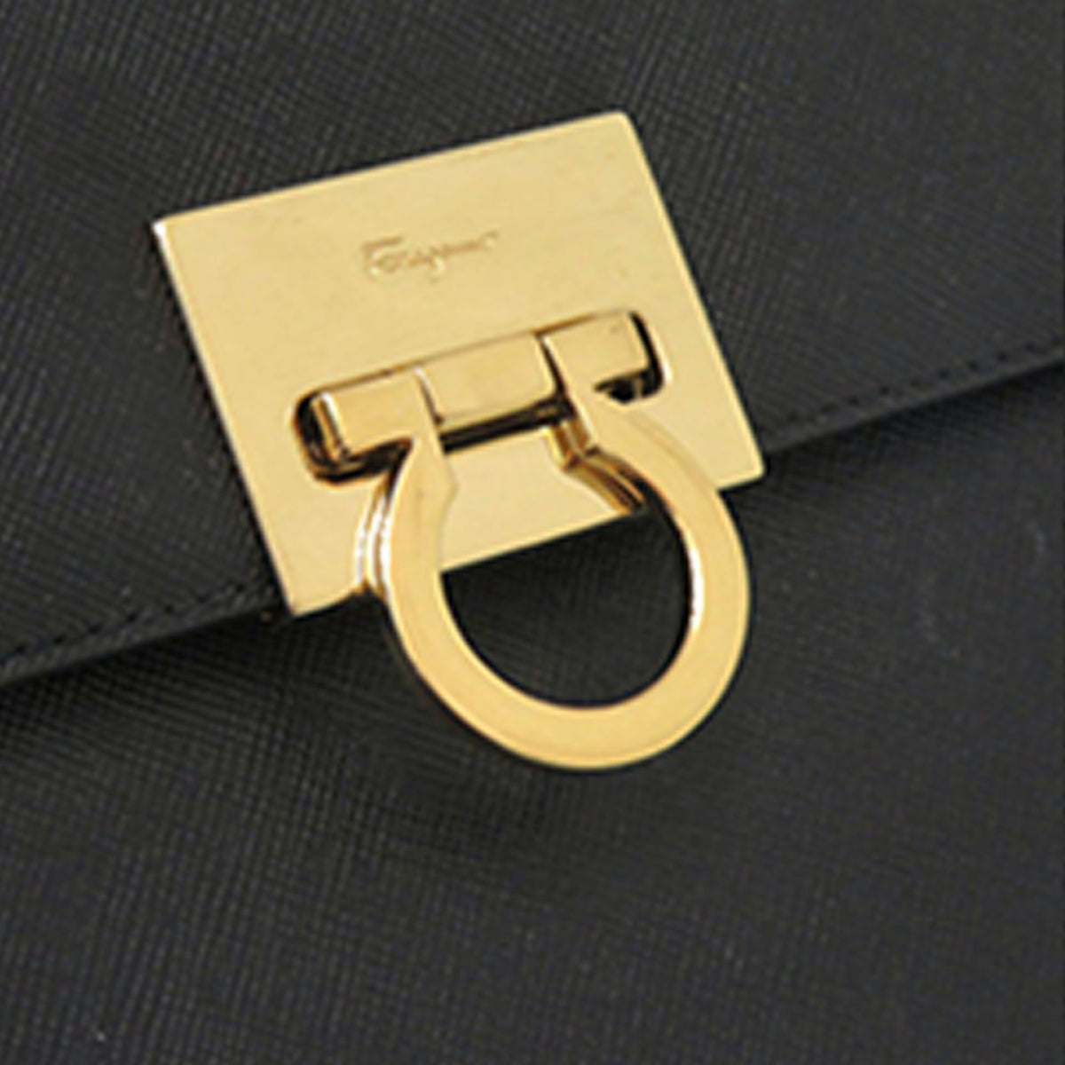 Ferragamo Leather Gancini Top Handle Bag — Black