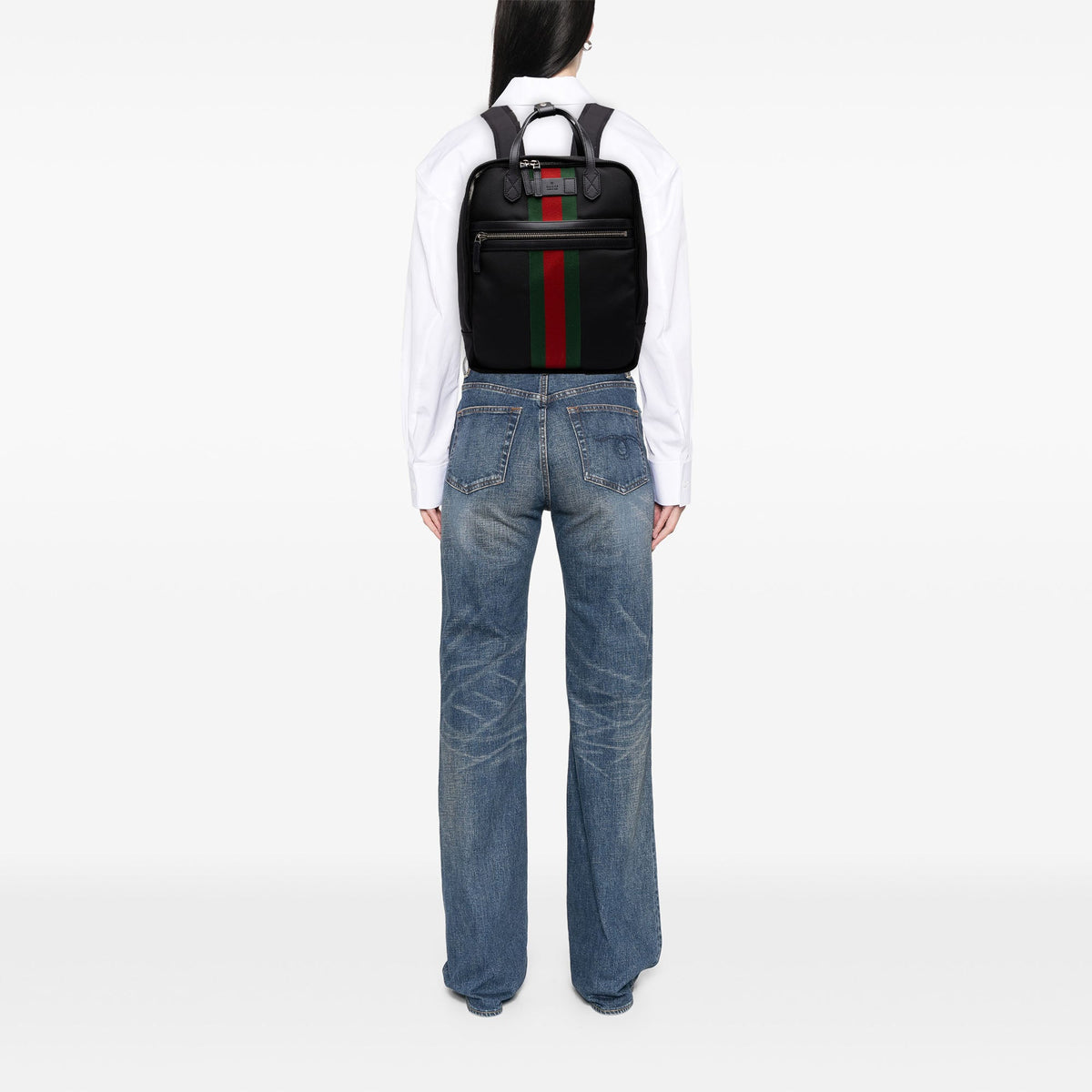 Gucci Techno Canvas Web Backpack — Black