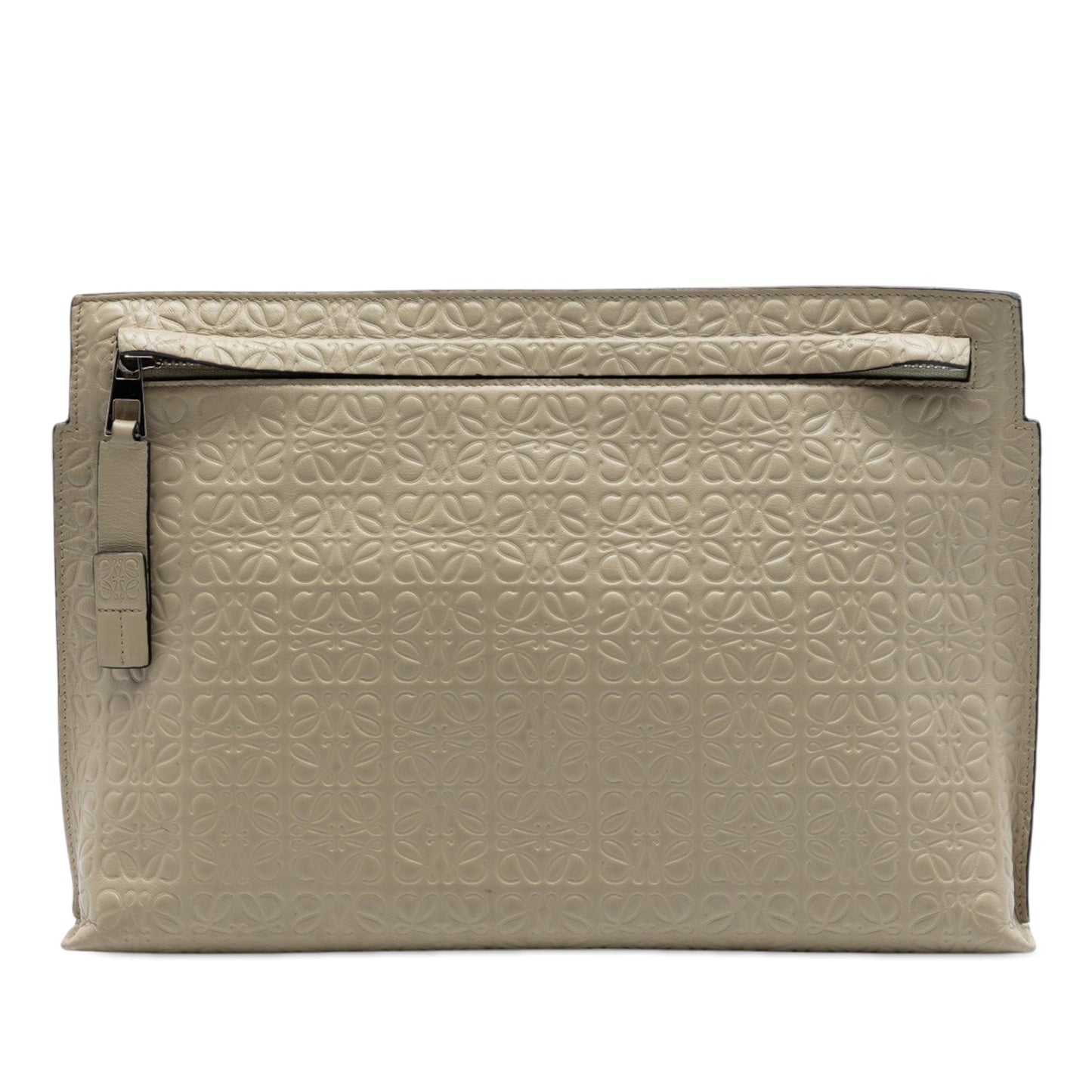 LOEWE Embossed Anagram Leather Repeat T Clutch